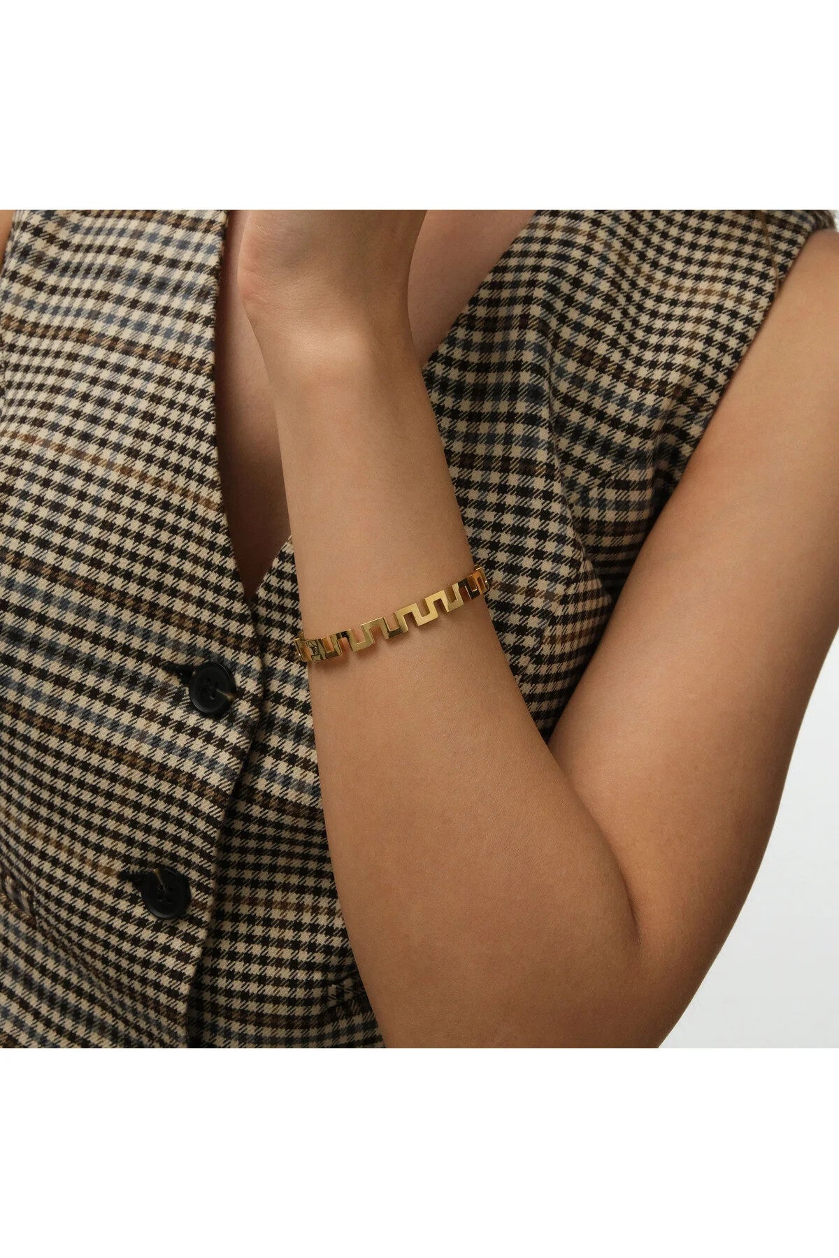 Çelik Zigzag Kelepçe Bileklik Kararmaz