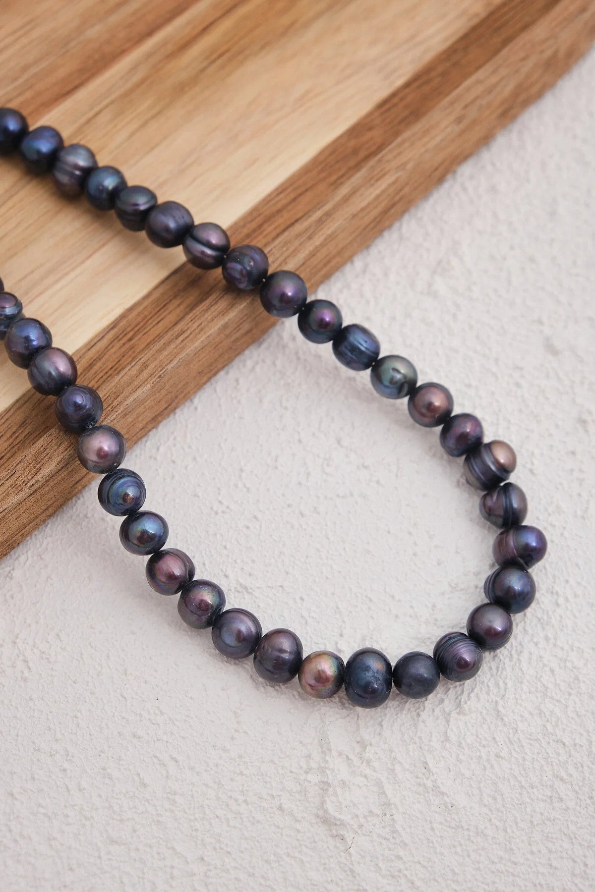 Siyah İnci Doğal Taş Kolye 40cm+5cm