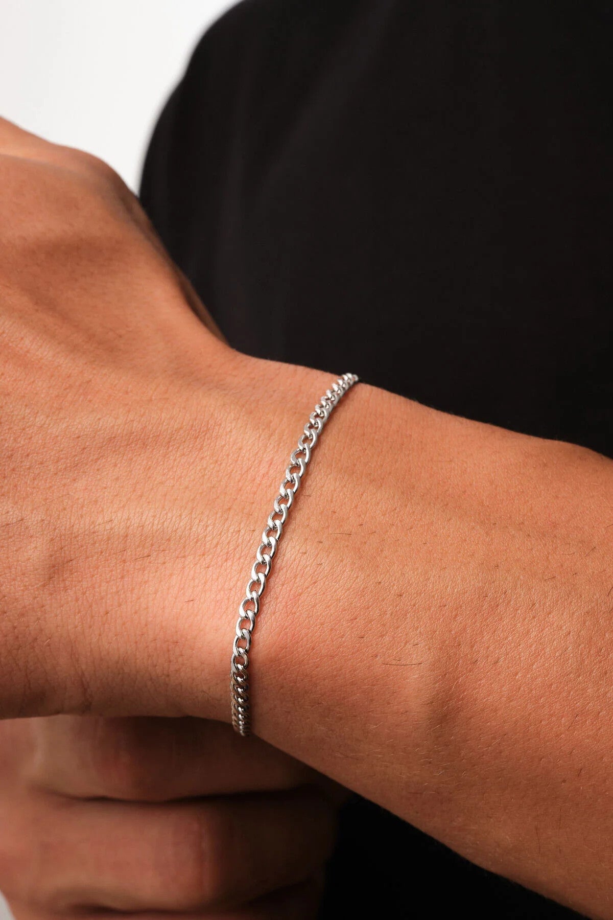 Çelik Gurmet Erkek Zincir Bileklik 3mm Kararmaz 20cm