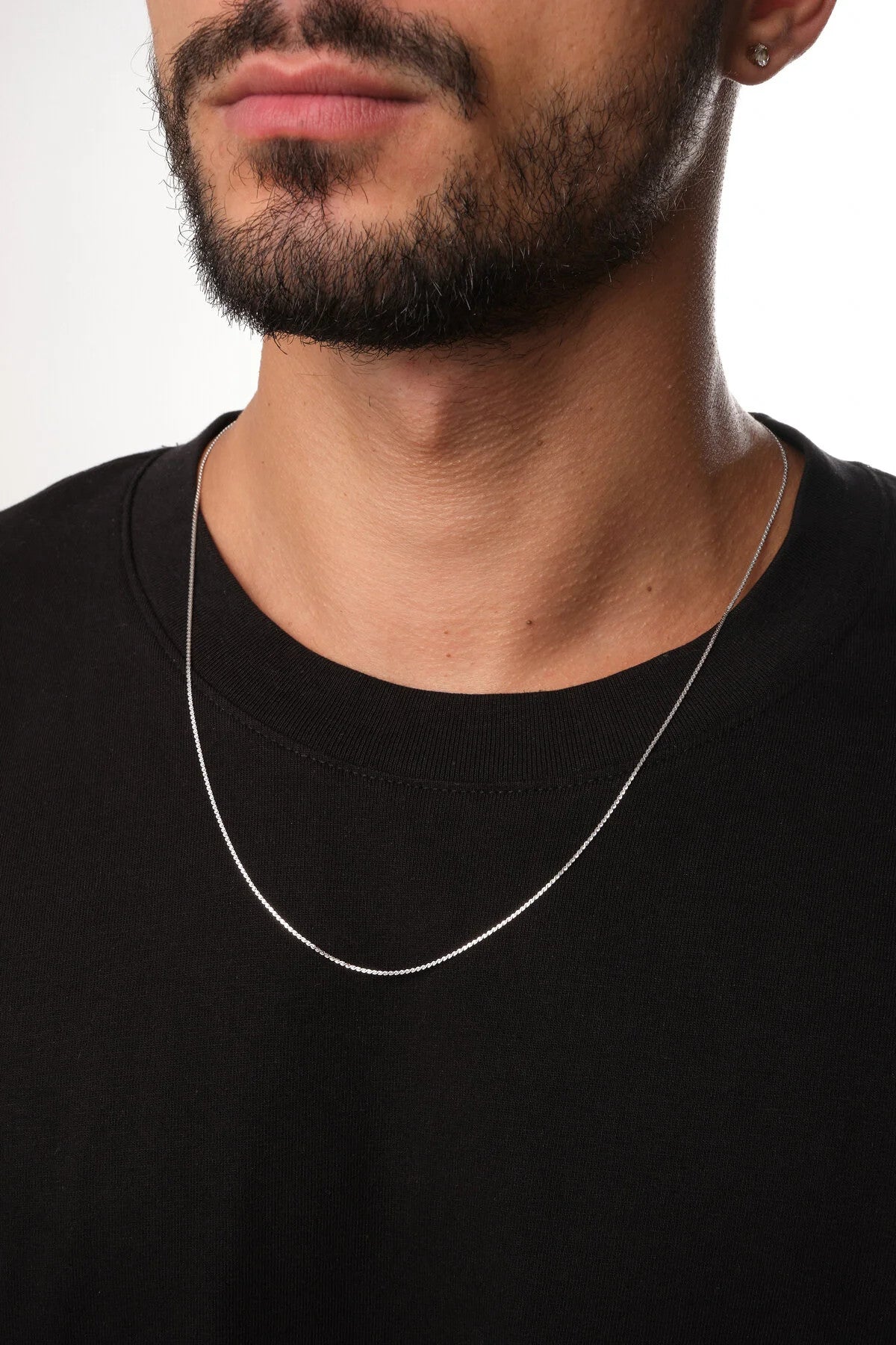 Çelik Ezme Erkek Kolye 1mm Dolama Kararmaz Zincir 60cm