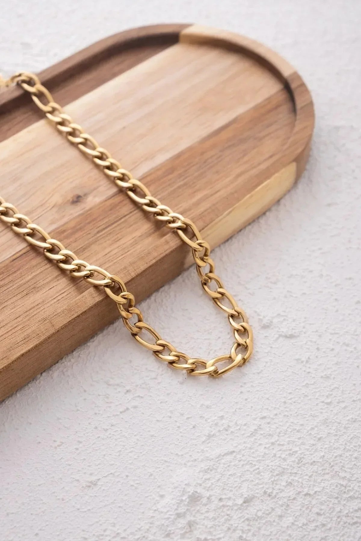 Çelik Figaro Erkek Zincir Kolye 6mm Kararmaz