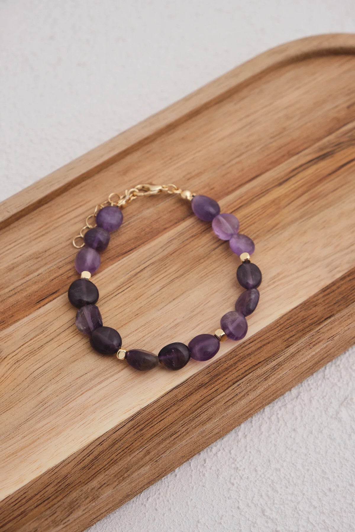 Ametist Doğal Taş Bileklik 17cm+4cm El İşi Özel Yapım Gerçek Ametist Taş