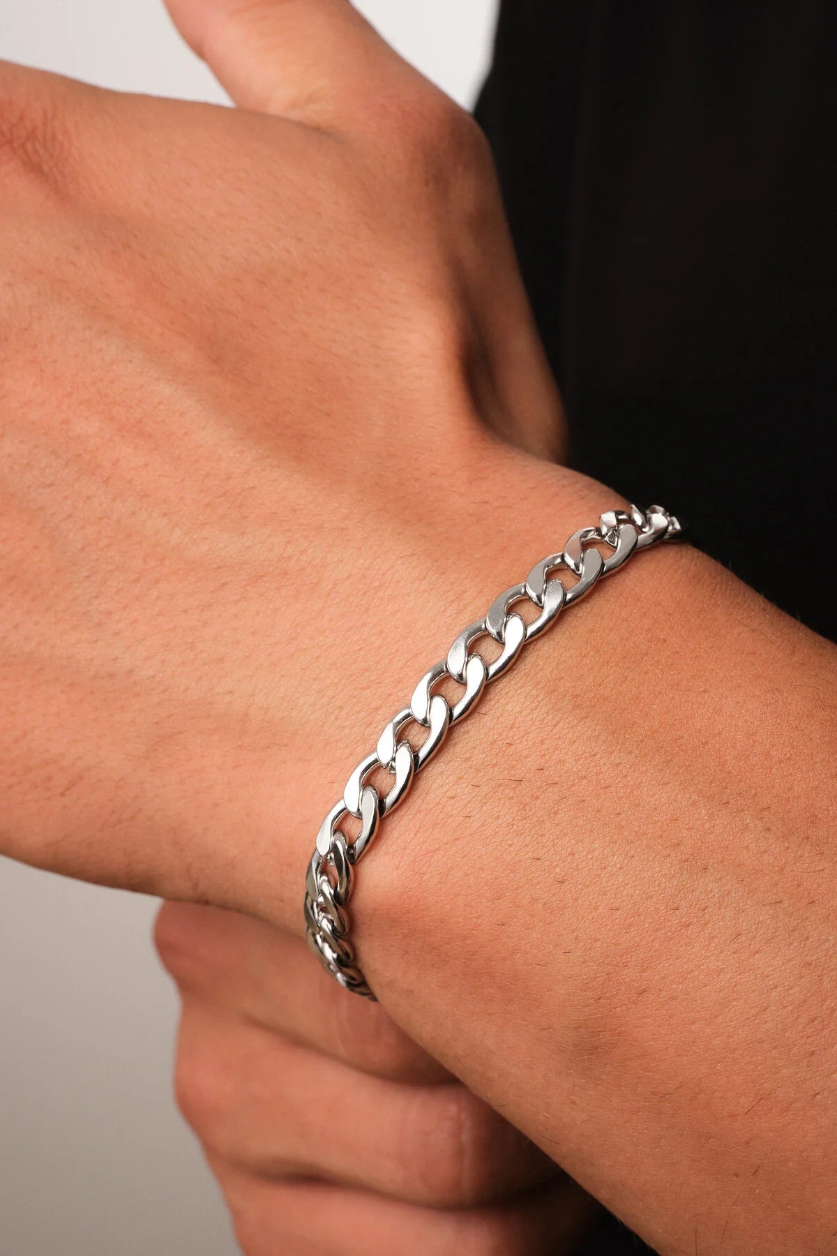 Çelik Gurmet Erkek Zincir Bileklik 6mm Kararmaz 20cm