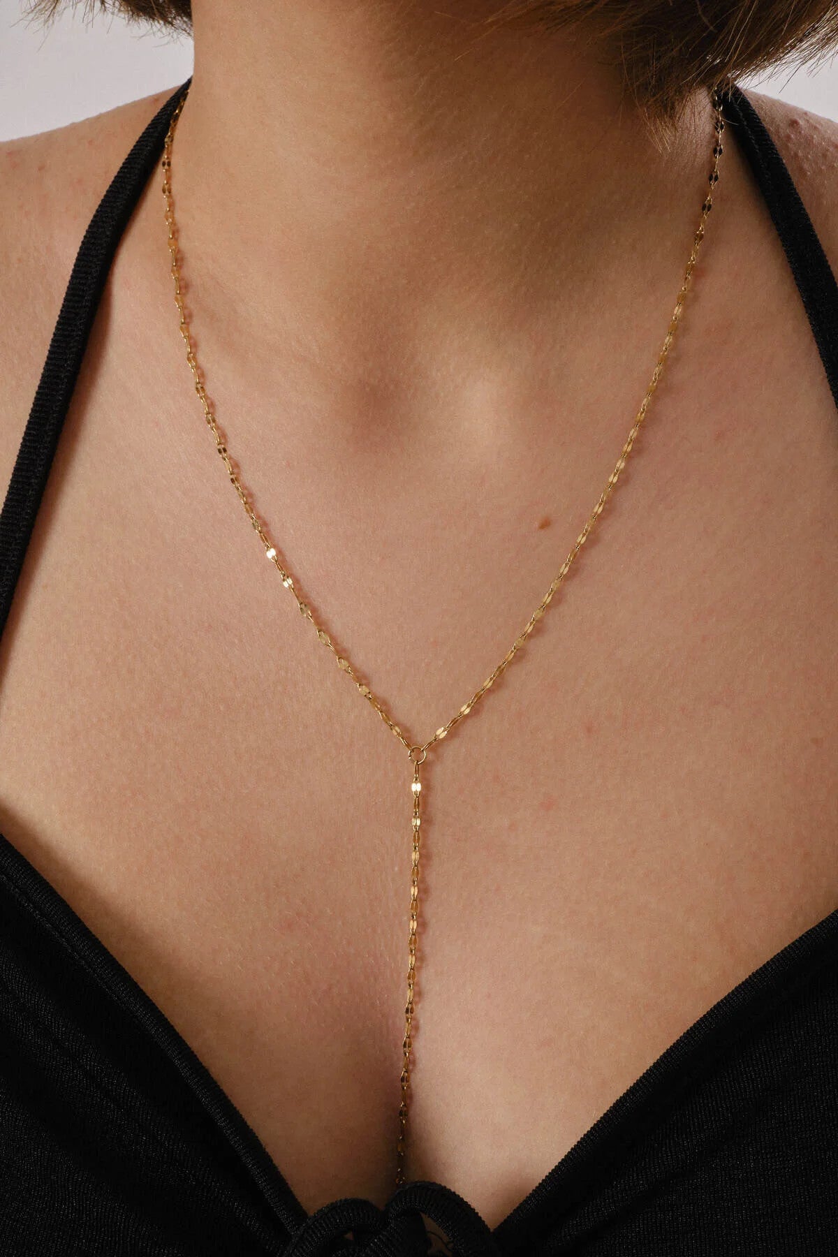 Çelik Dudak Y Kolye Aynalı Zincir Kolye 1mm Zarif Minimal 50cm