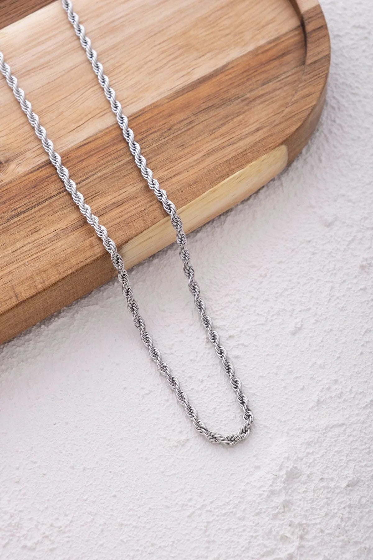 Çelik Burgu Erkek Zincir Kolye 3mm Kararmaz 60cm