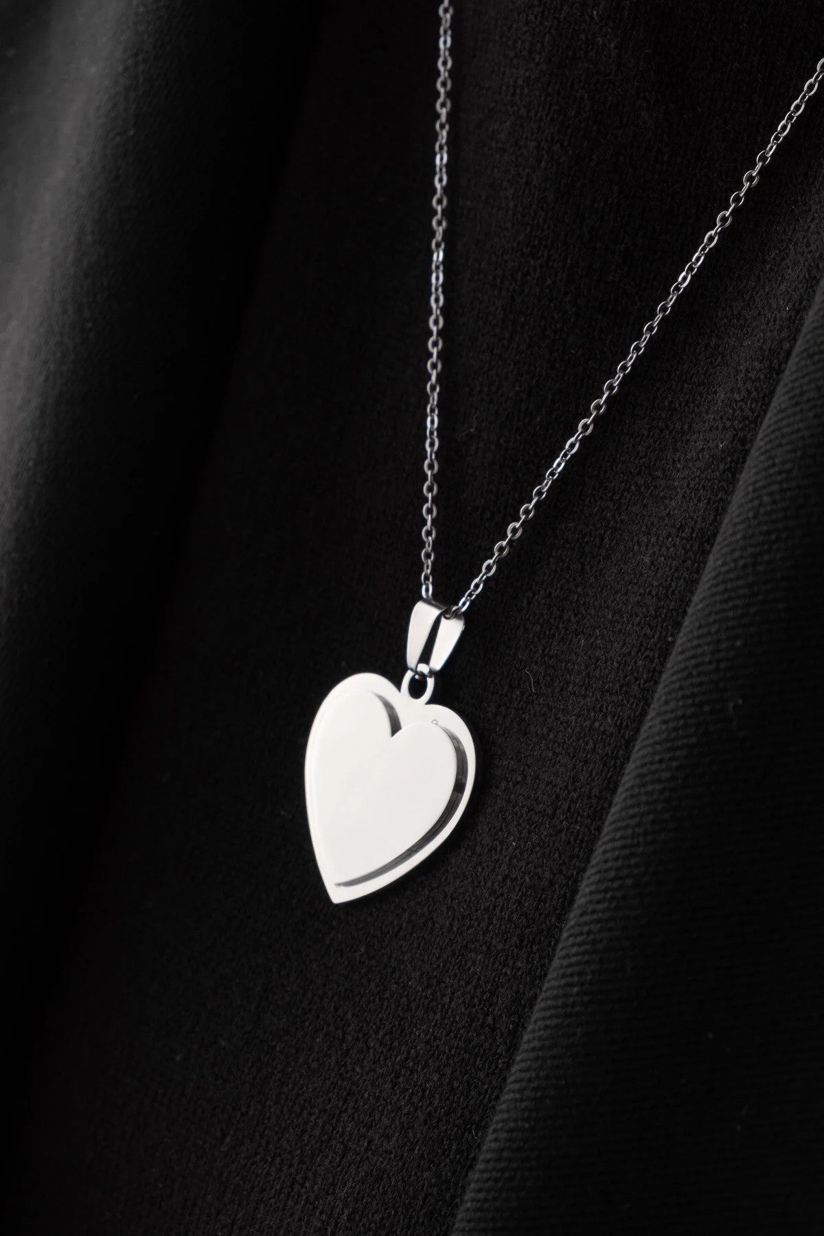 Çelik Kalp Kolye Kararmaz Sevgiliye Hediye