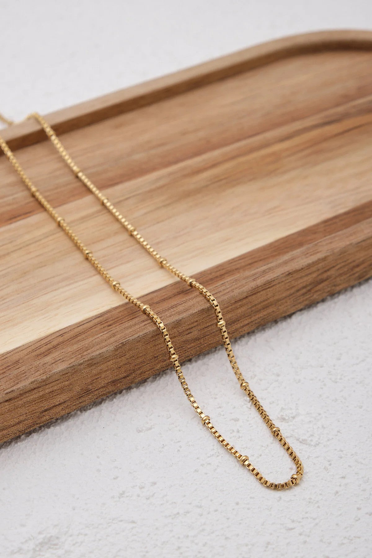 Çelik Toplu Kutu Kare Zincir Kolye Minimal Kararmaz Hayalet Zincir