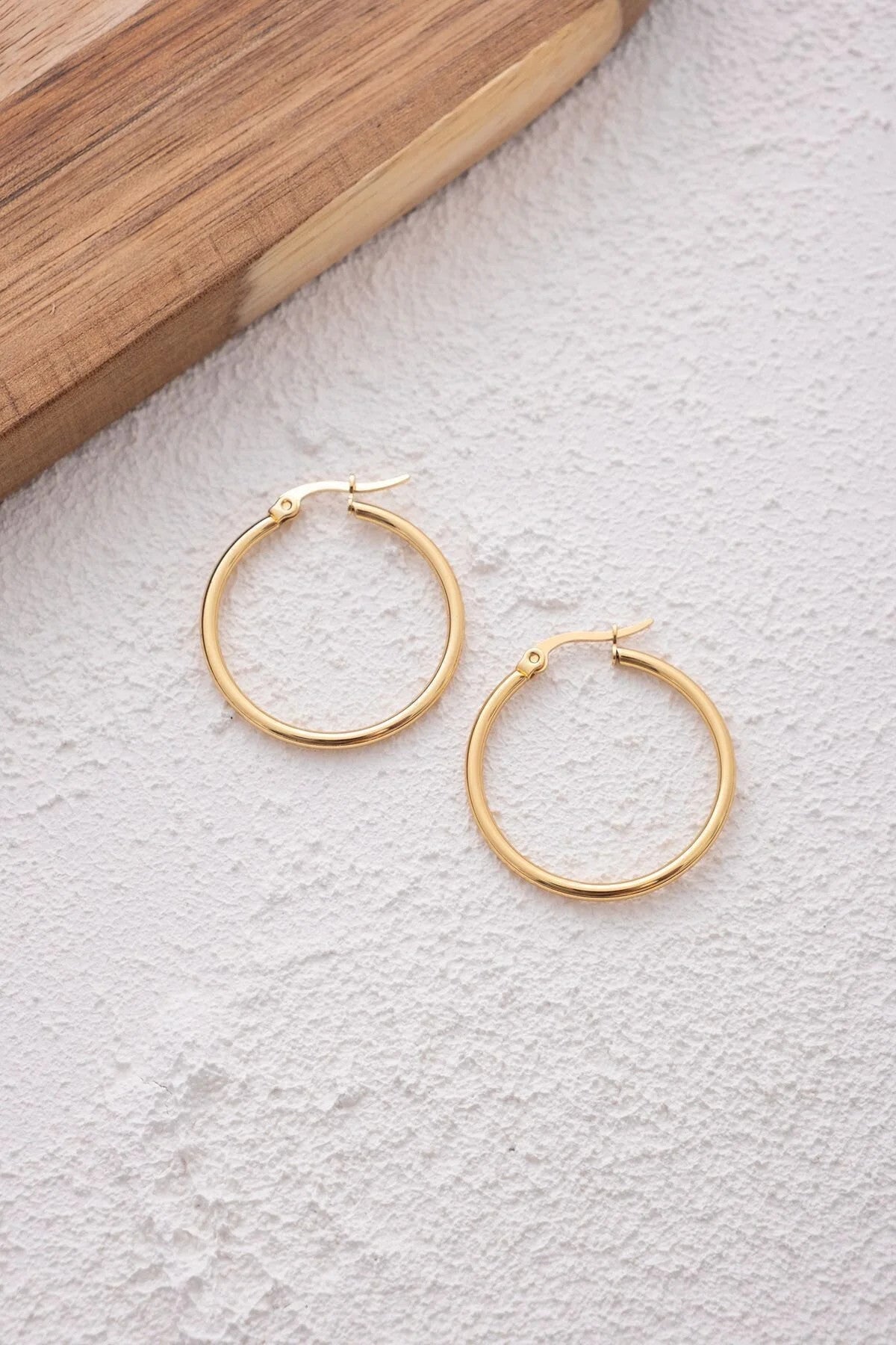 Çelik Halka Küpe Kararmaz İnce Halka Küpe Çap 3cm