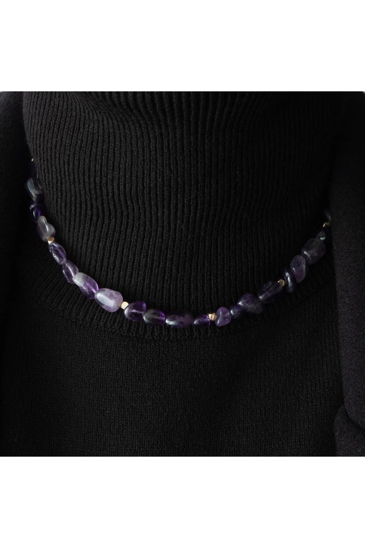 Ametist Doğal Taş Kolye 40cm