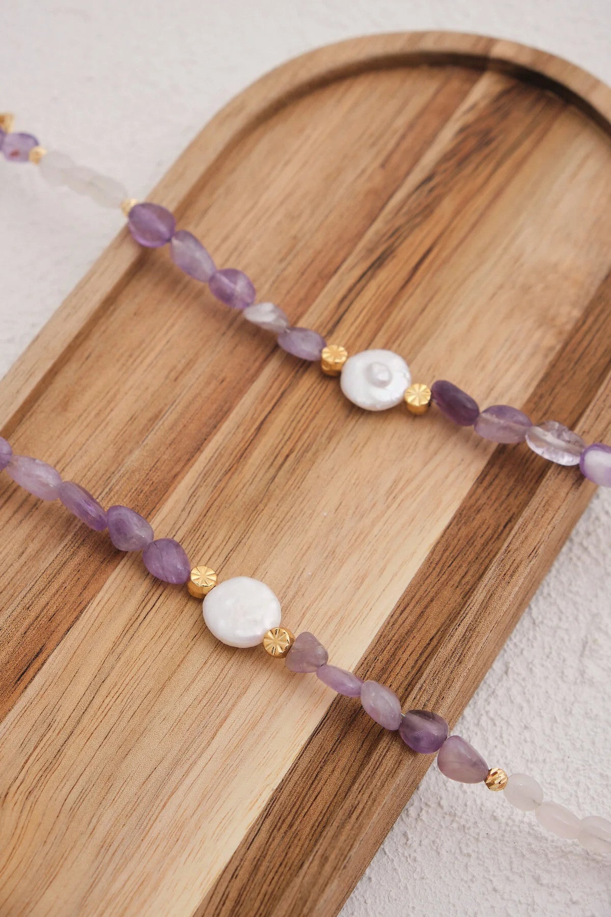 Ametist Doğal Taş Kolye 80cm Dekolte Doğal Taş Kolye El İşi Özel Yapım Ametist Taşı