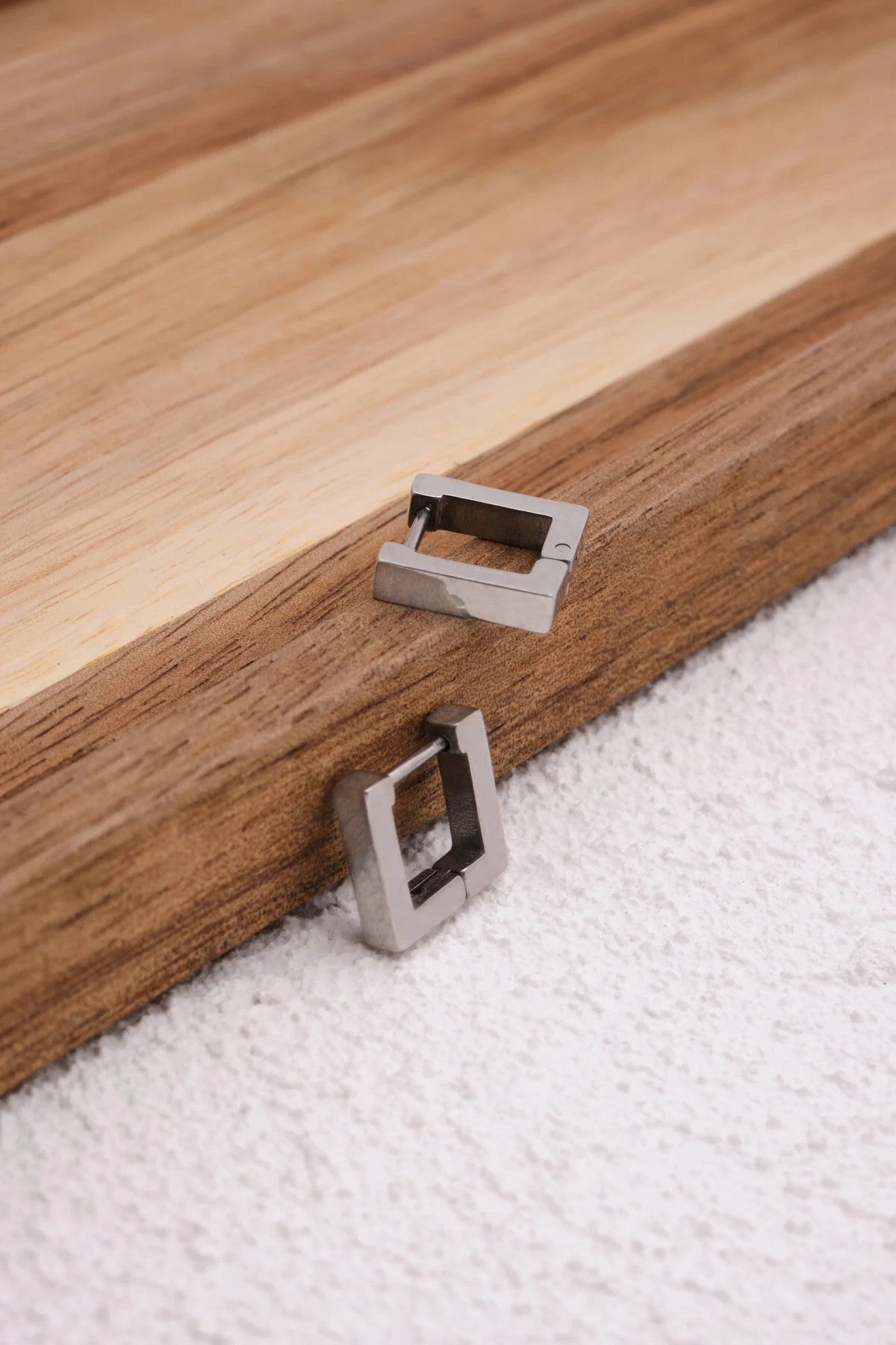 Çelik Kare Küpe Kararmaz Plaka Minimal 1.2cm Günlük Kullanıma Uygun