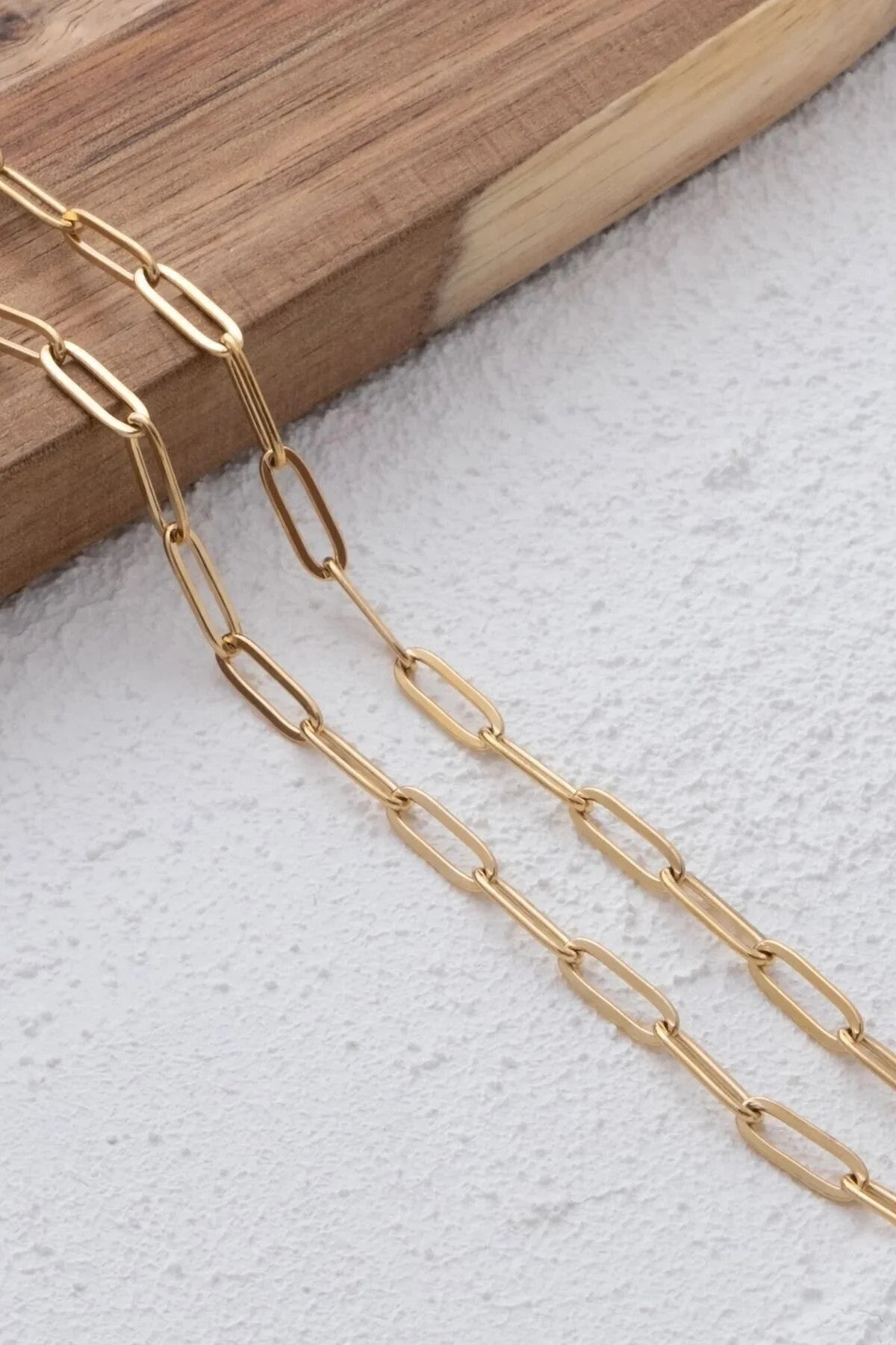 Çelik Ataç Oval Erkek Zincir Kolye 4mm Kararmaz