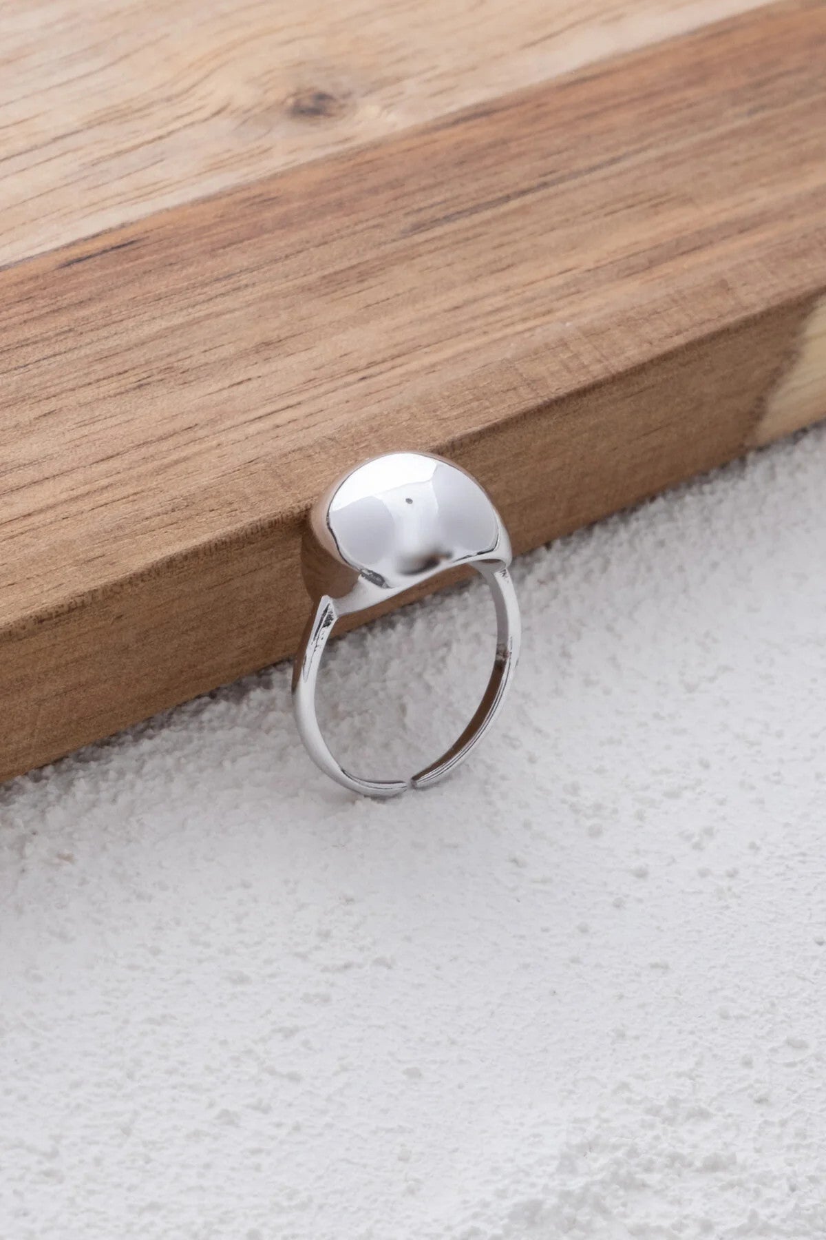 Yuvarlak Bombeli Yüzük Büyük Plaka Free Size Ayarlanabilir