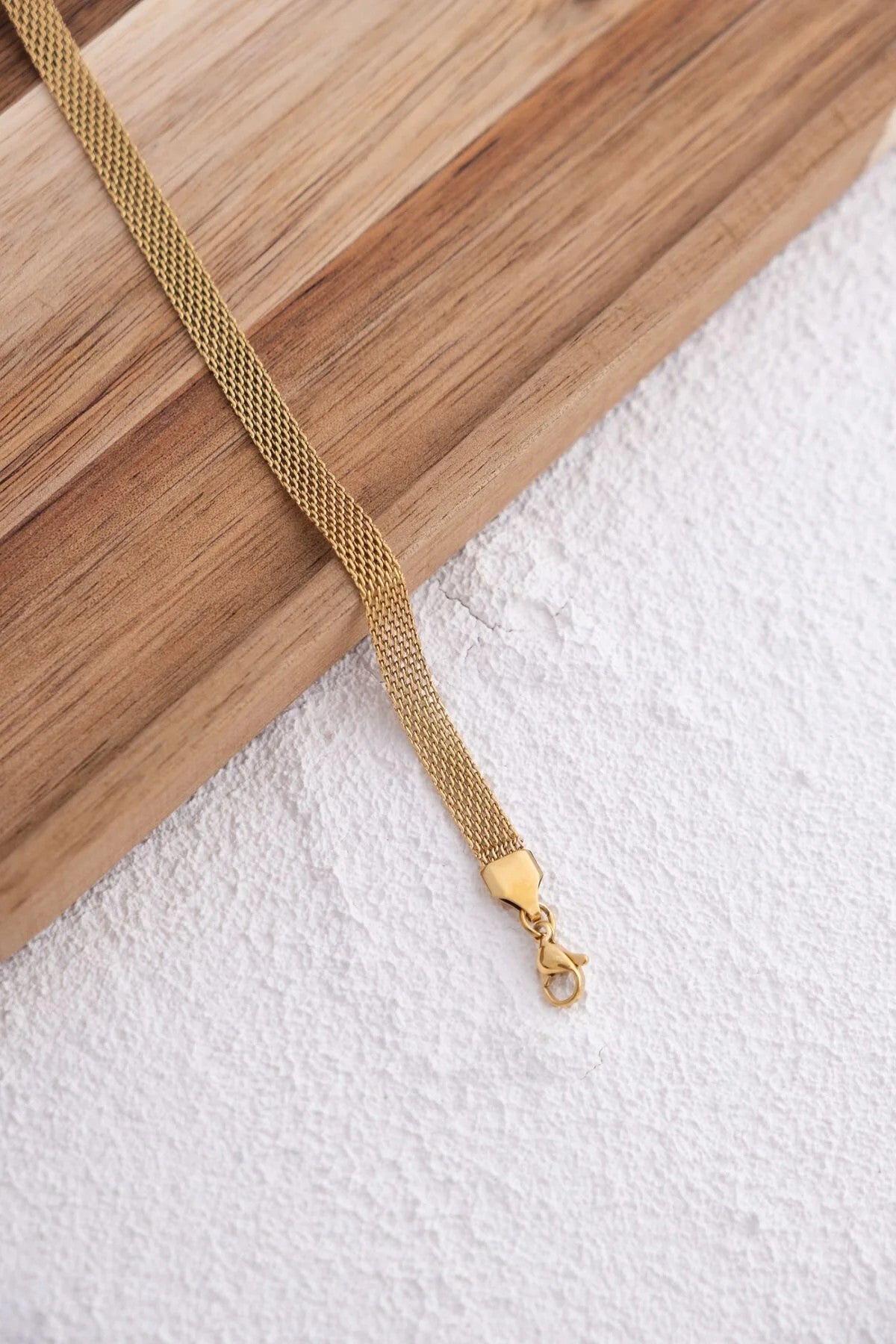 Çelik Örgü Bileklik Altın Kararmaz Örme Hasır Bileklik 18cm+5cm