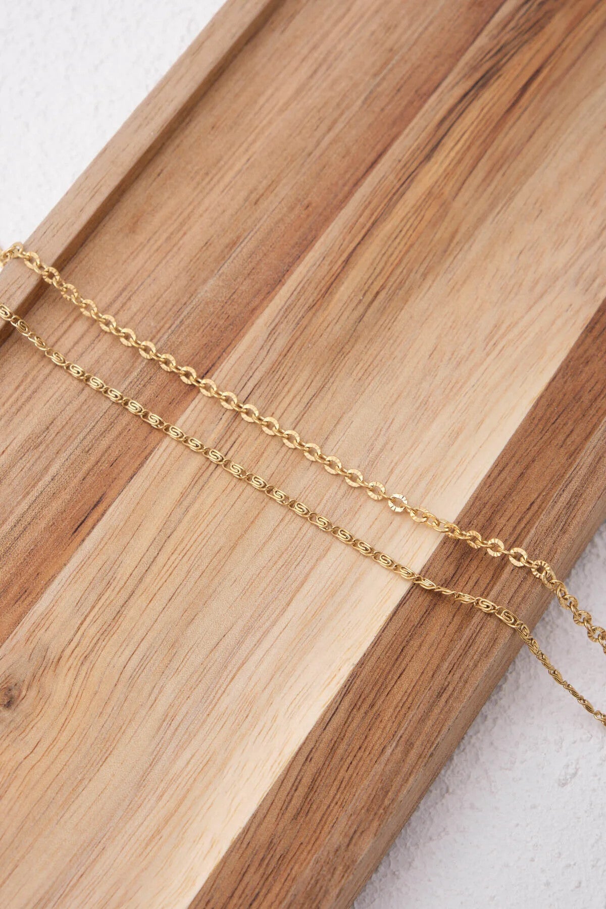 Çelik 2'li Kombin Salyangoz ve Dokulu Halat Zincir Kolye Minimal Kararmaz 45cm