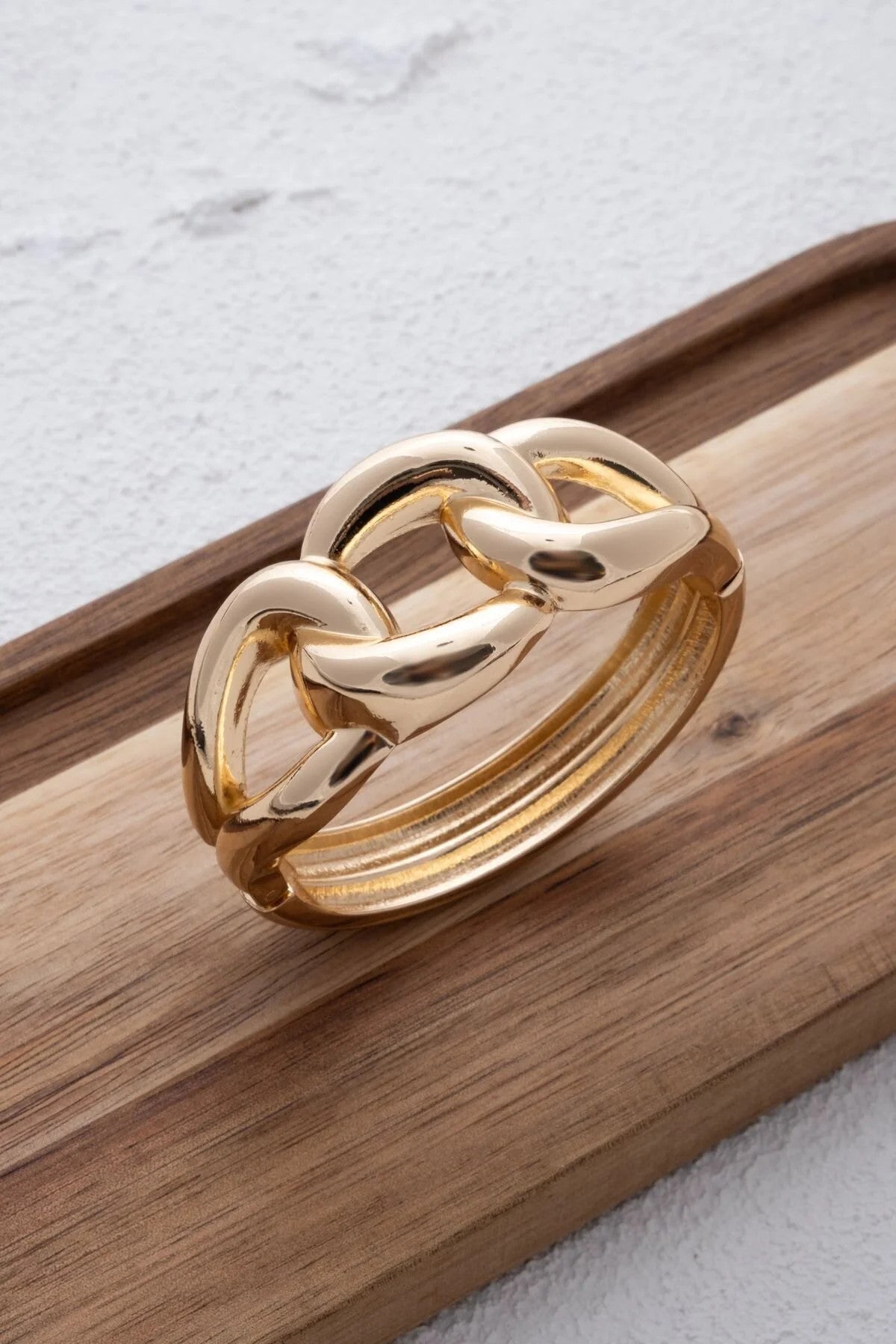 Büyük Kalın Zincir Modelli Kelepçe Bileklik Altın Kaplama 17cm