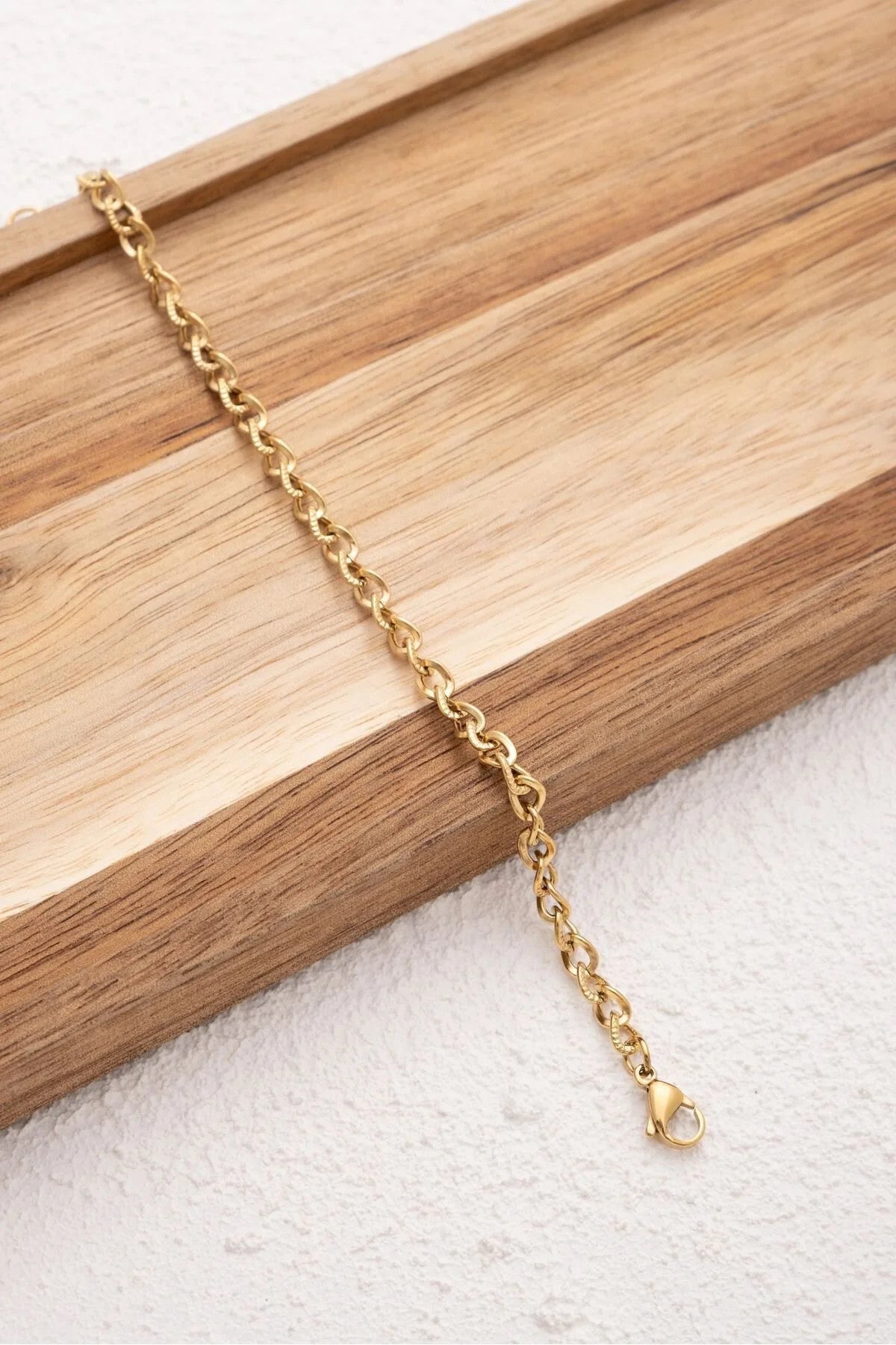 Çelik Dokulu Zincir Bileklik 4mm Minimal İnce İç İçe Geçmeli Halkalar 17cm+4cm&21cm