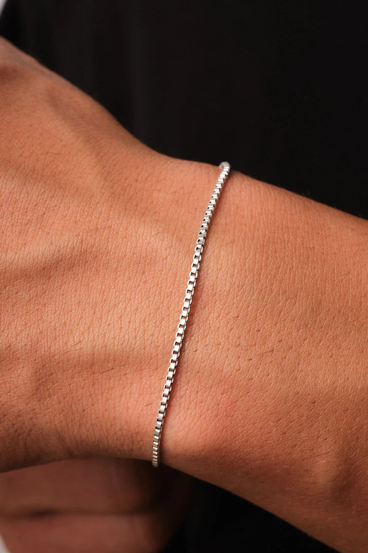 Çelik Kutu Kare Zincir Erkek Bileklik 1mm Kararmaz