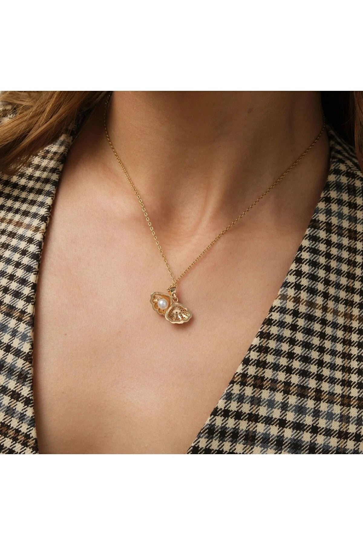 Çelik Incili Istiridye Kolye Kararmaz Inci Kolye 40cm 5cm