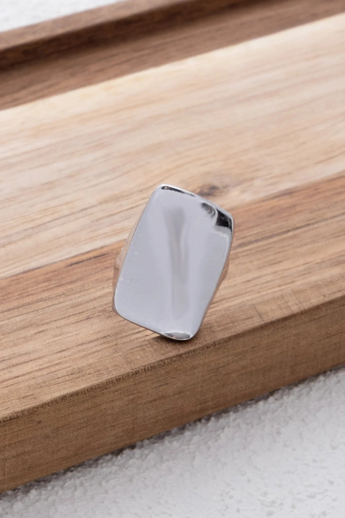 Büyük Dikdörtgen Plaka Yüzük Eğimli Plaka Free Size Ayarlanabilir Ölçü