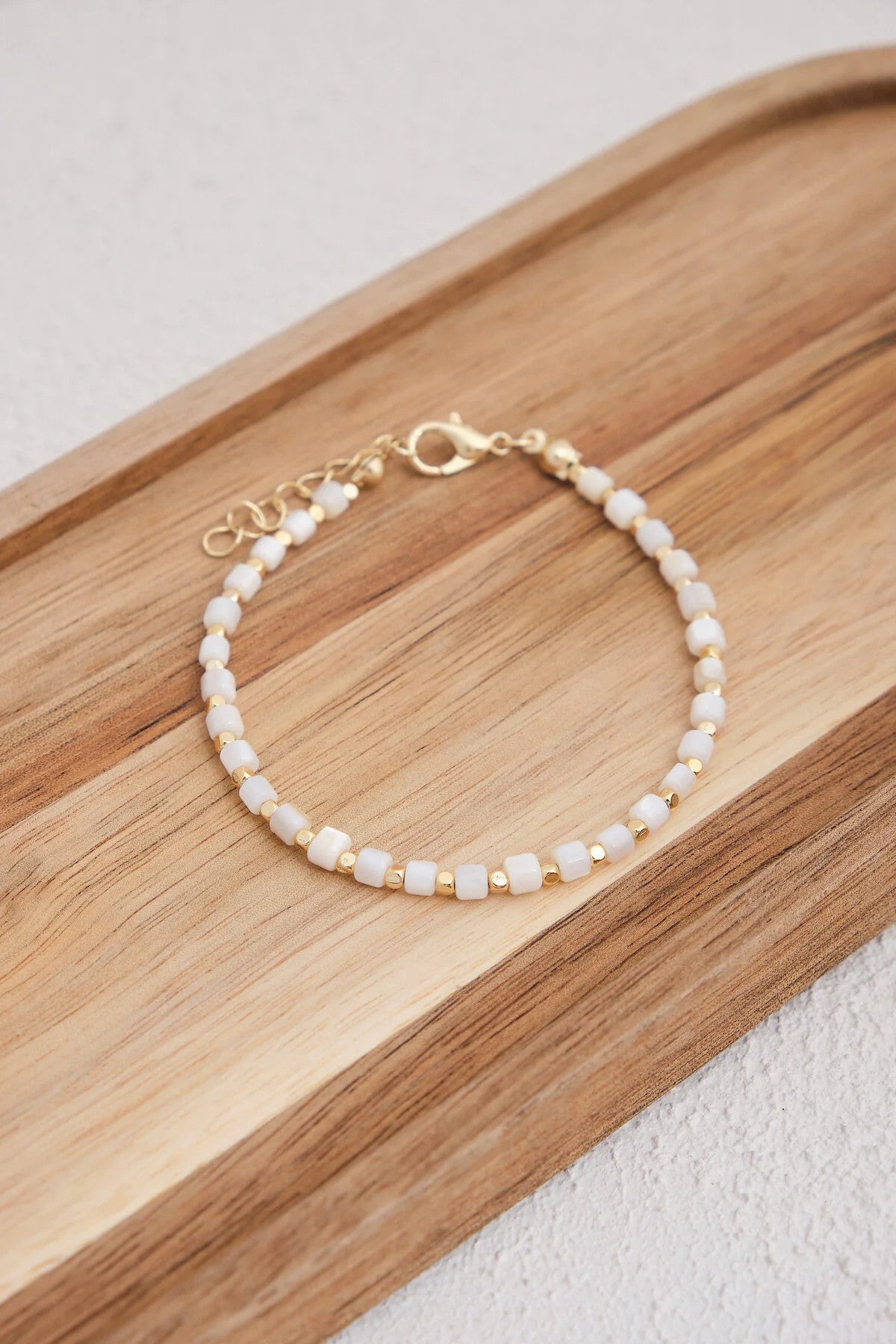 Sedef Doğal Taş Kolye 40cm+5cm El İşi Özel Yapım Gerçek Taş