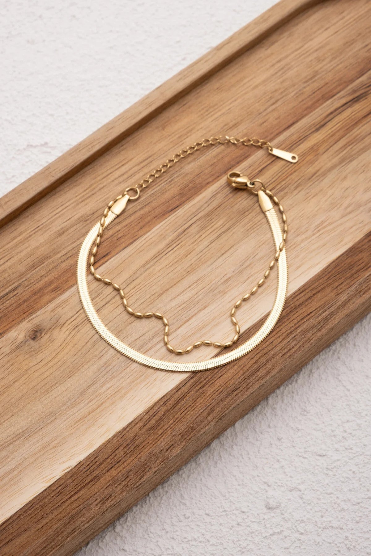 Çelik İtalyan Zincirli 2li Bileklik Kararmaz 17+6cm 3mm & 1mm Günlük Kullanıma Uygun