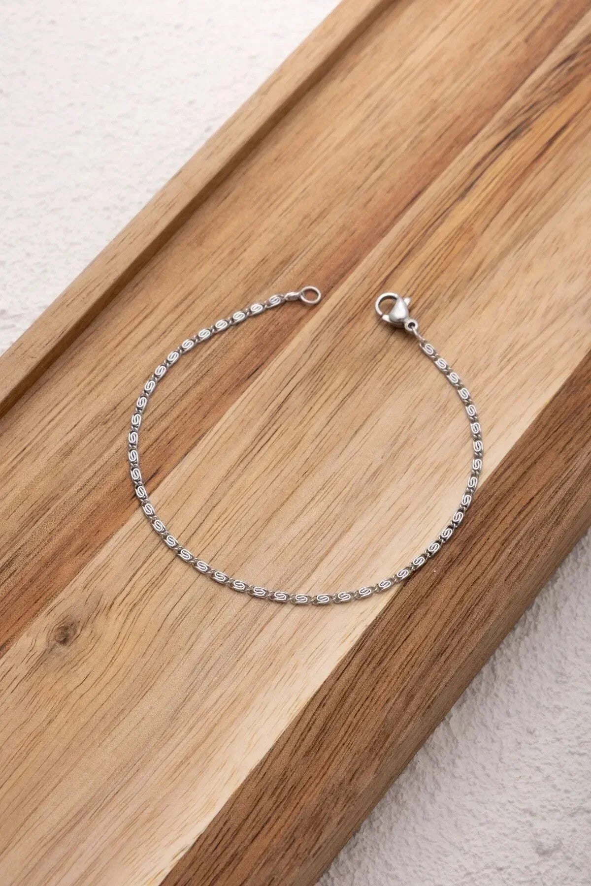 Çelik Ataç Salyangoz Erkek Zincir Bileklik 2mm Kararmaz 20cm