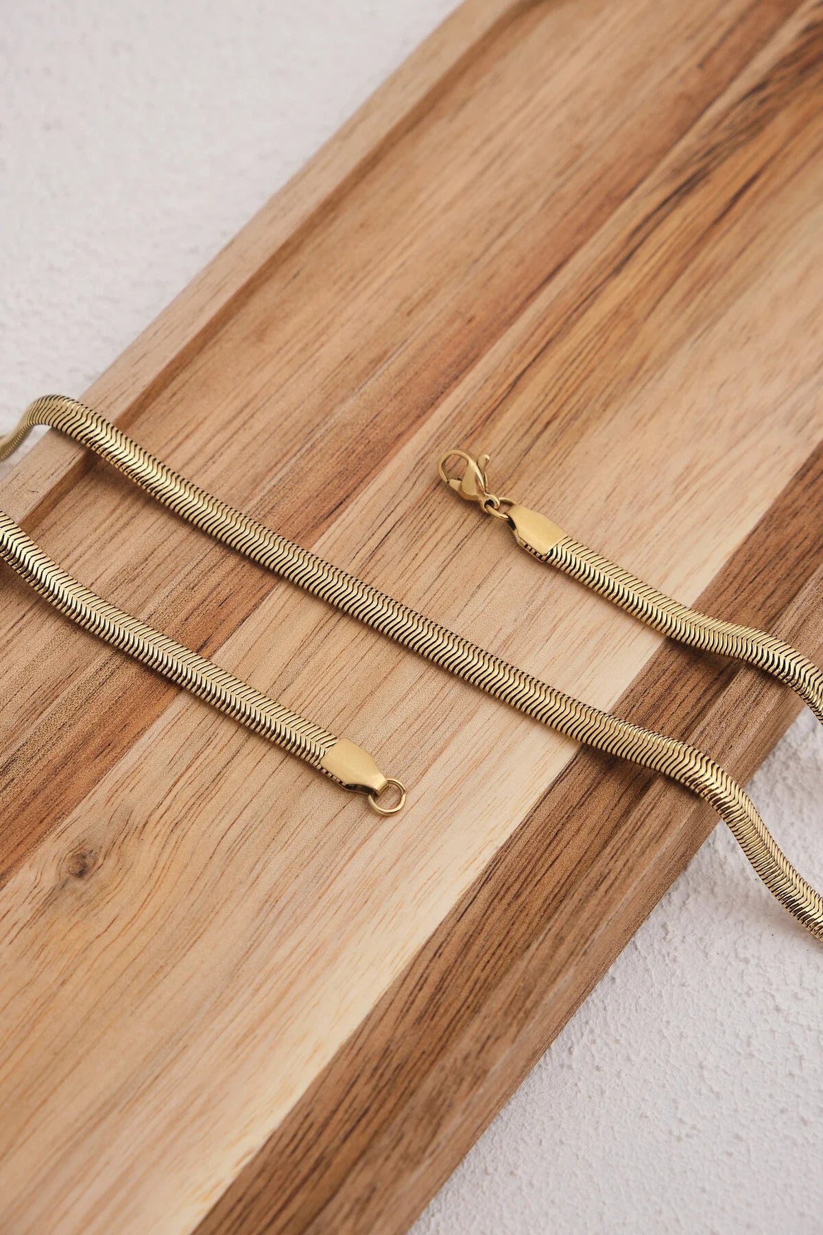 Çelik Yılan Kolye Balık Sırtı Yassı Zincir Kolye 5mm Kararmaz 45cm