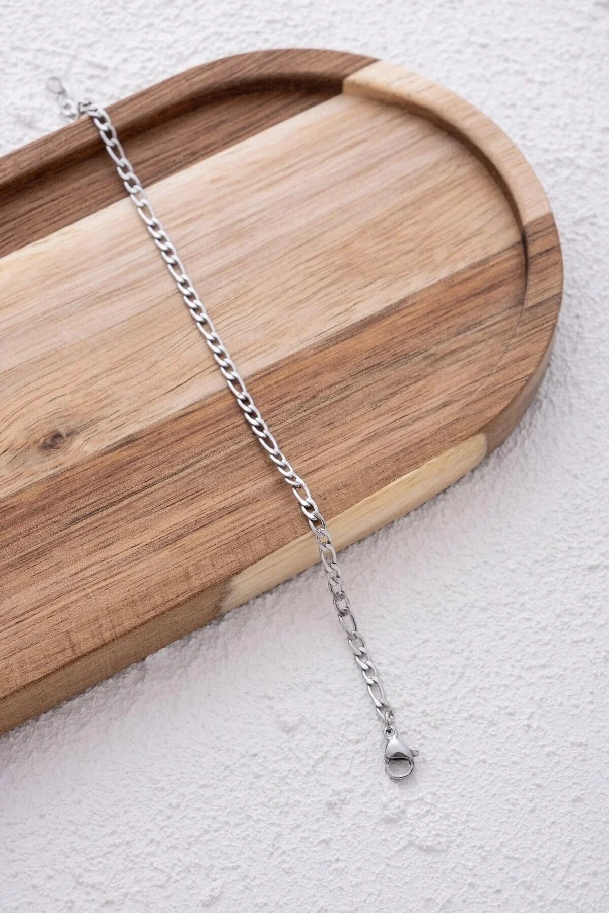 Çelik Figaro Zincir Erkek Bileklik 3mm Kararmaz 20cm