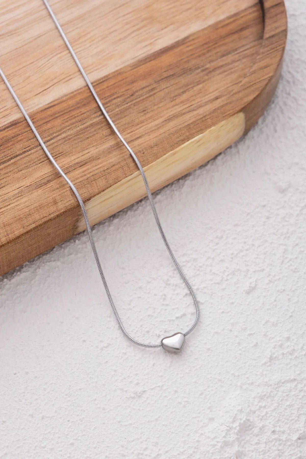 Çelik Minik Kalp Kolye Kararmaz 40cm 5cm