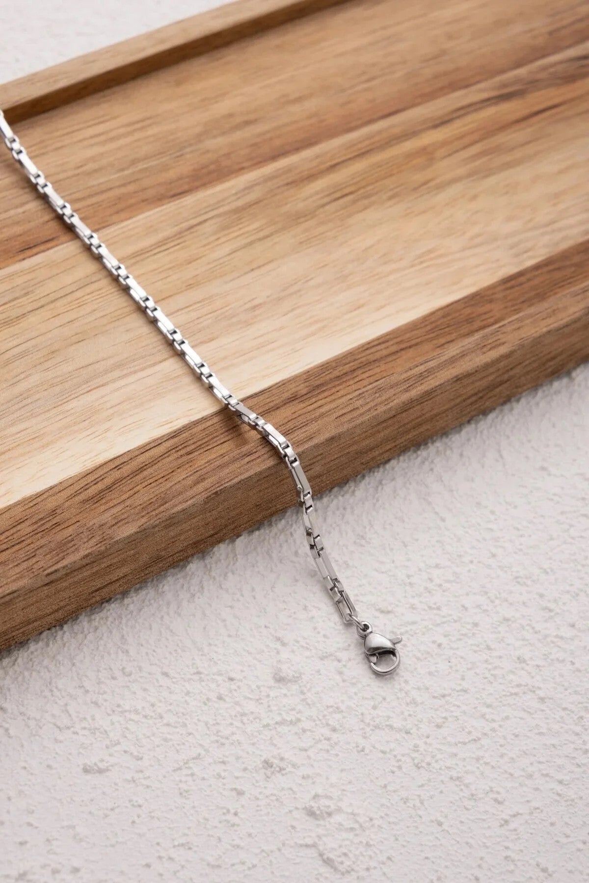 Çelik Dikdörtgen Kare Erkek Kolye 2mm Kararmaz