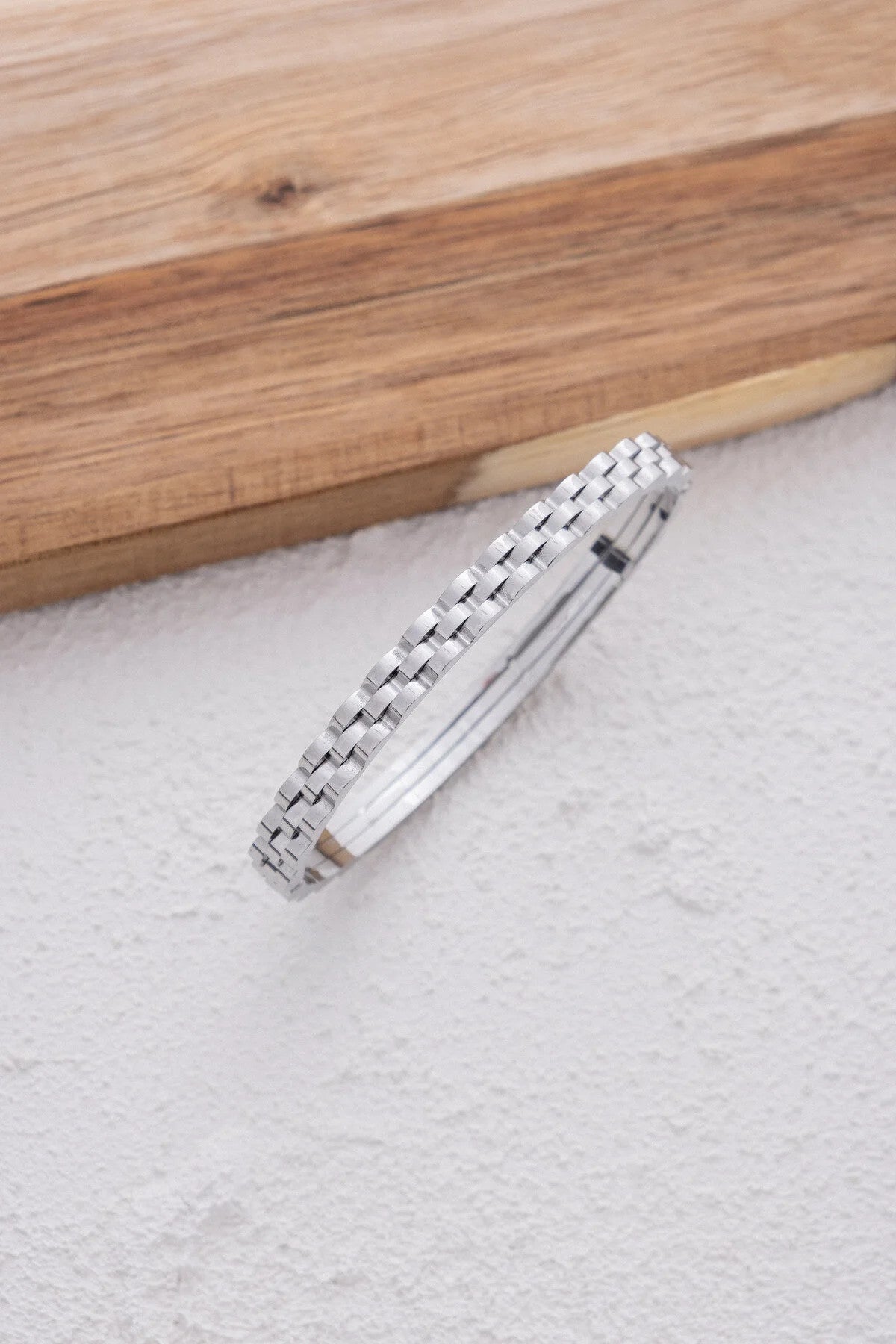 Çelik Saat Kordon Kelepçe Bileklik Kararmaz Gümüş 18cm