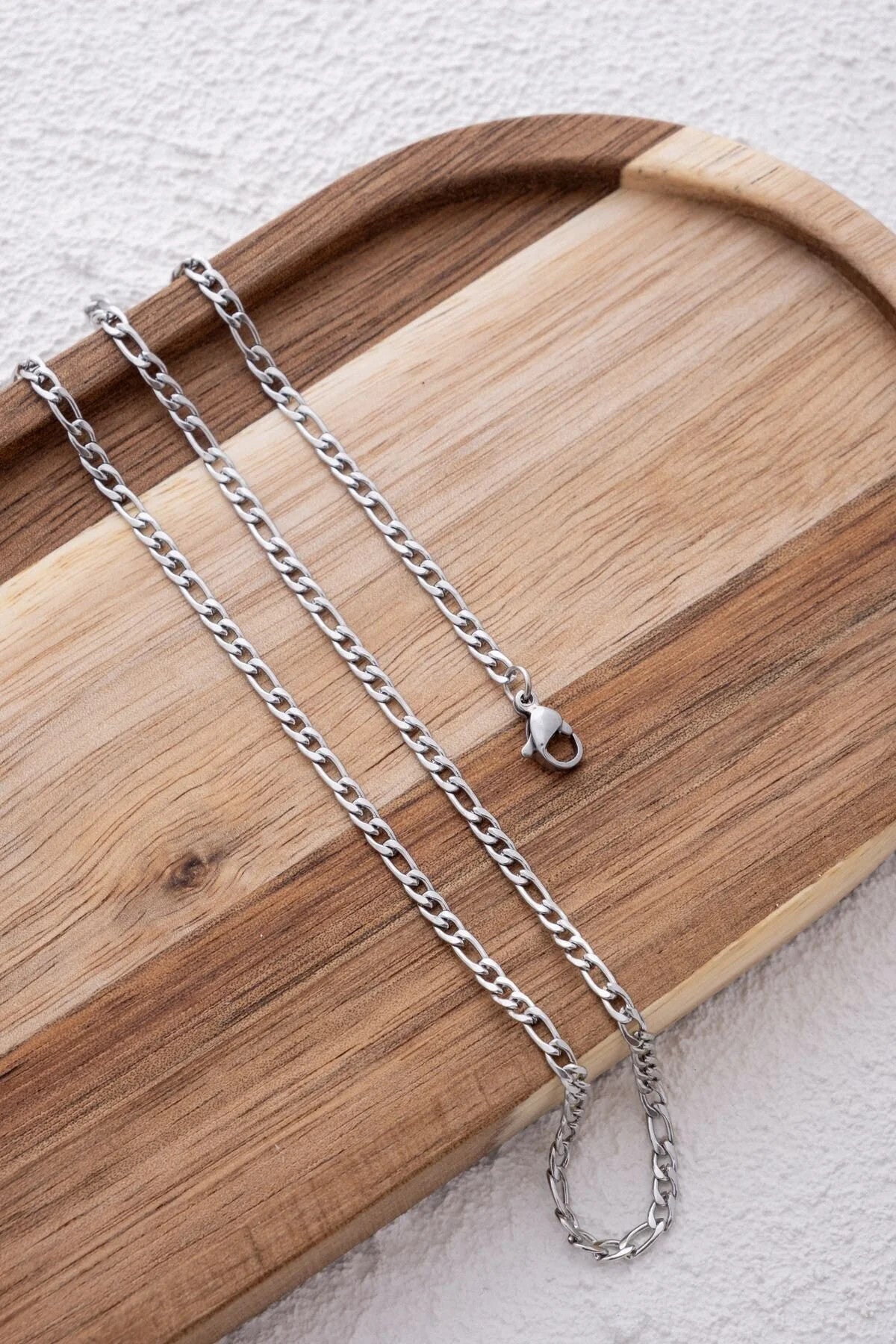 Çelik İnce Figaro Zincir Kolye Kararmaz 3mm Unisex