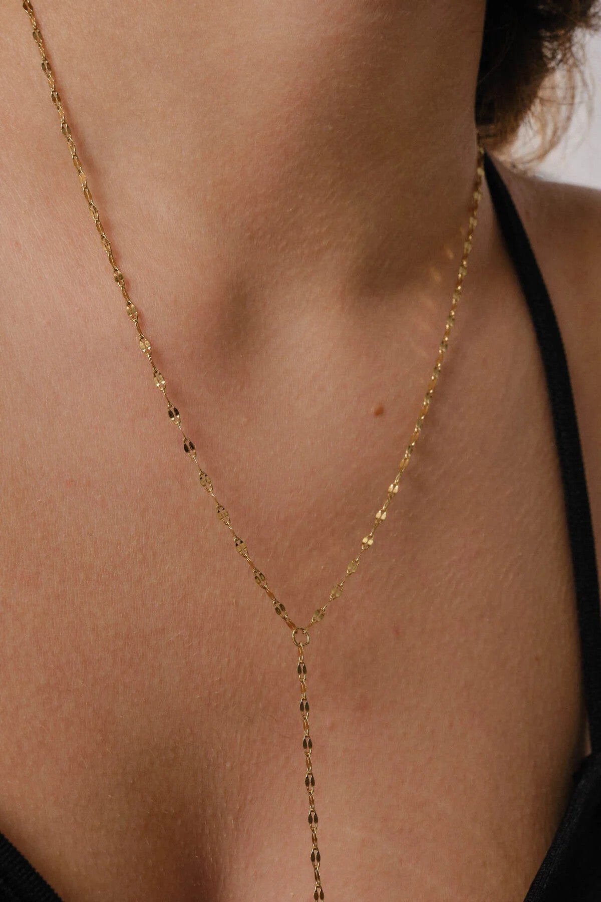 Çelik Dudak Y Kolye Aynalı Zincir Kolye 1mm Zarif Minimal 50cm