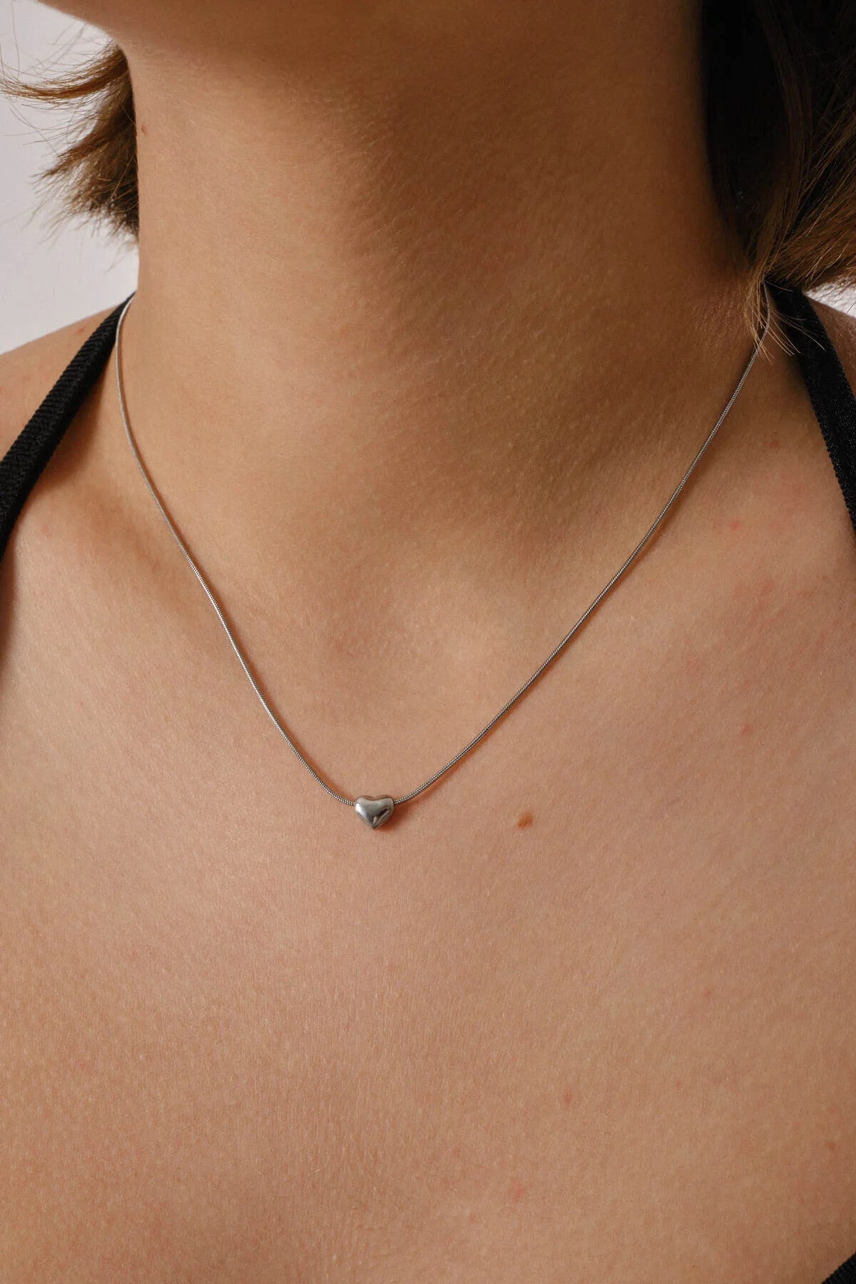 Çelik Minik Kalp Kolye Kararmaz 40cm 5cm