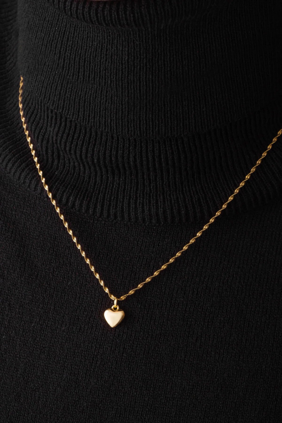 Çelik Kalp Kolye Oval Kenarlı İnce Burgu Singapur Zincirli Kararmaz 45cm