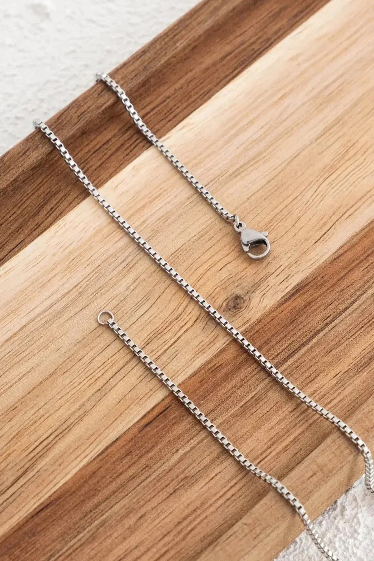 Çelik Kutu Kare Zincir Erkek Kolye 1mm Kararmaz