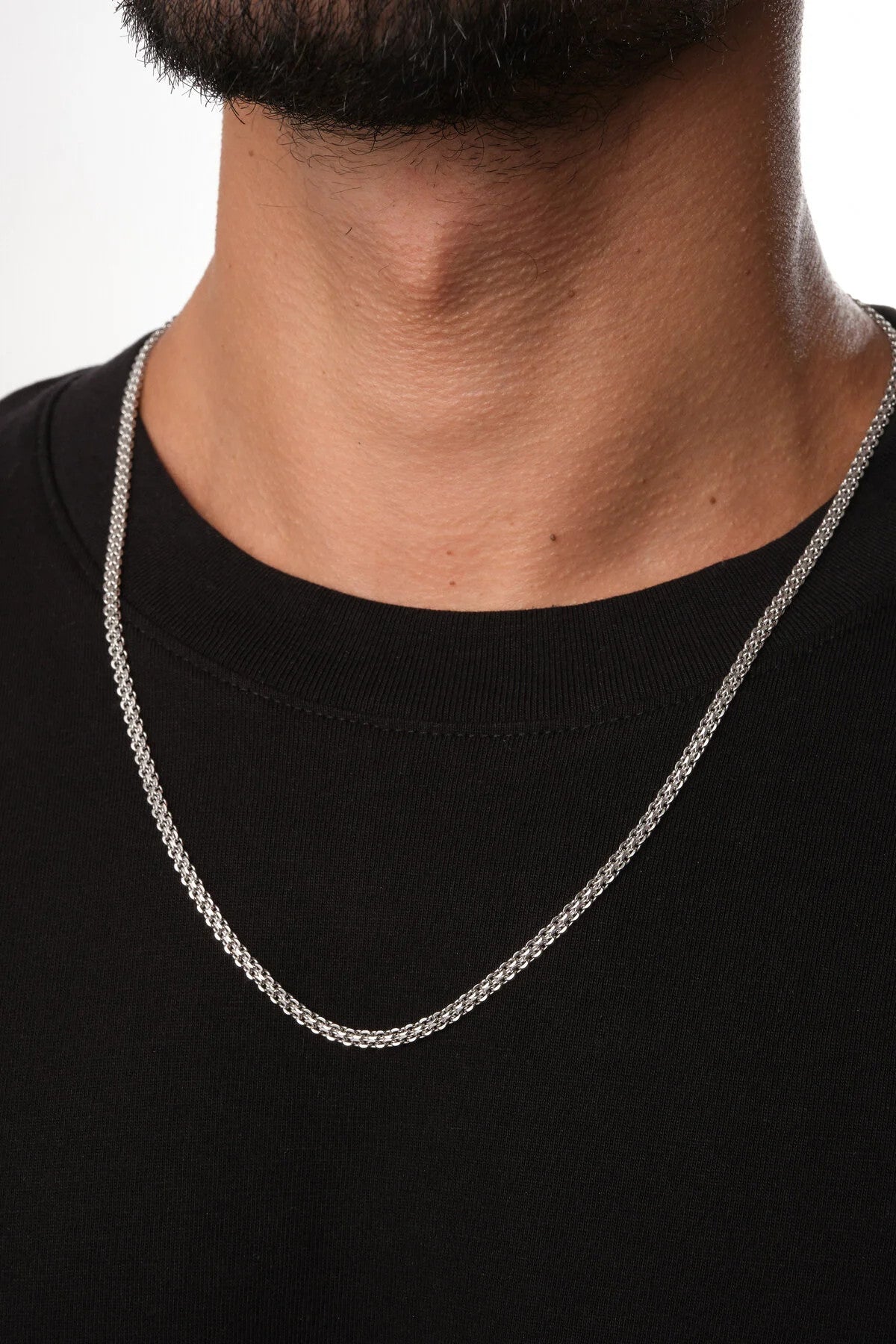 Çelik Örme Erkek Zincir Kolye Forse Zincir 3mm Kararmaz