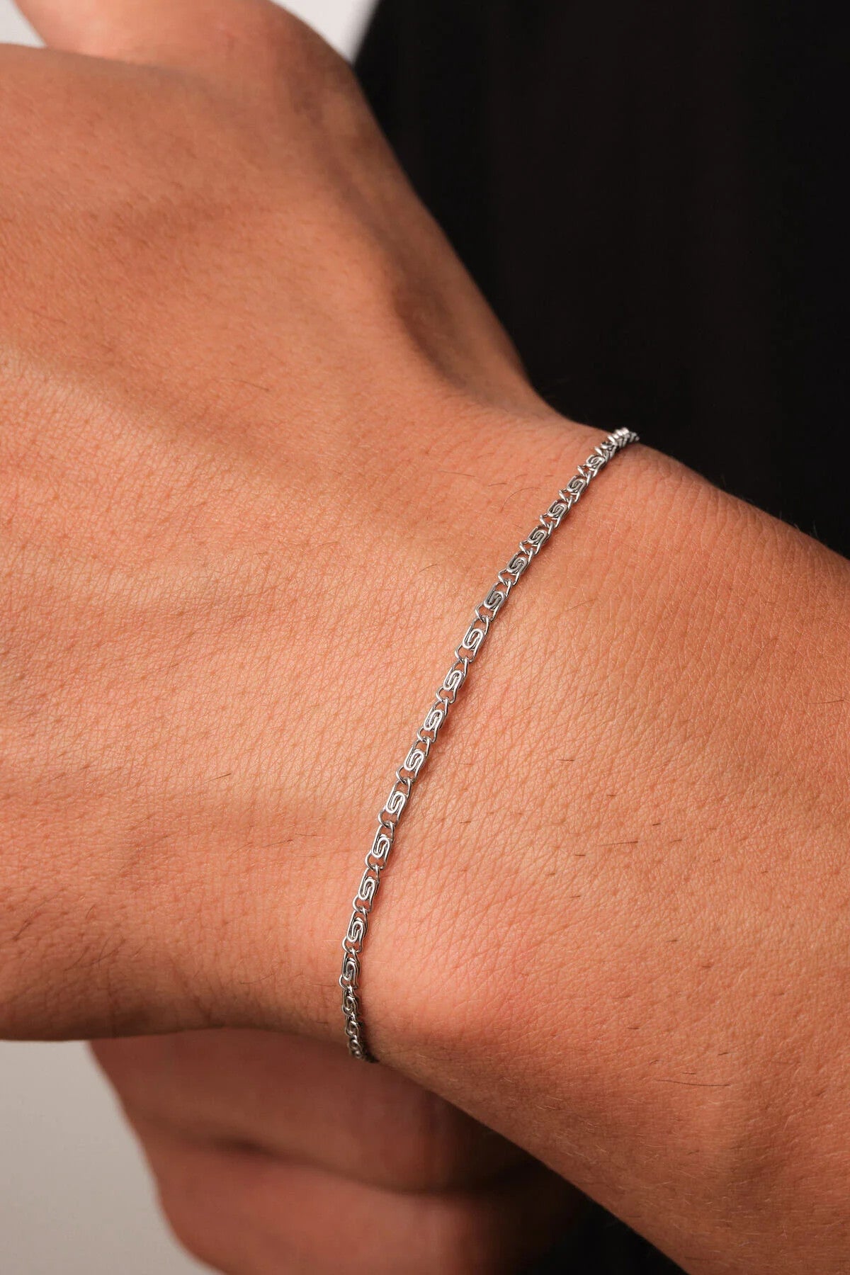 Çelik Ataç Salyangoz Erkek Zincir Bileklik 2mm Kararmaz 20cm