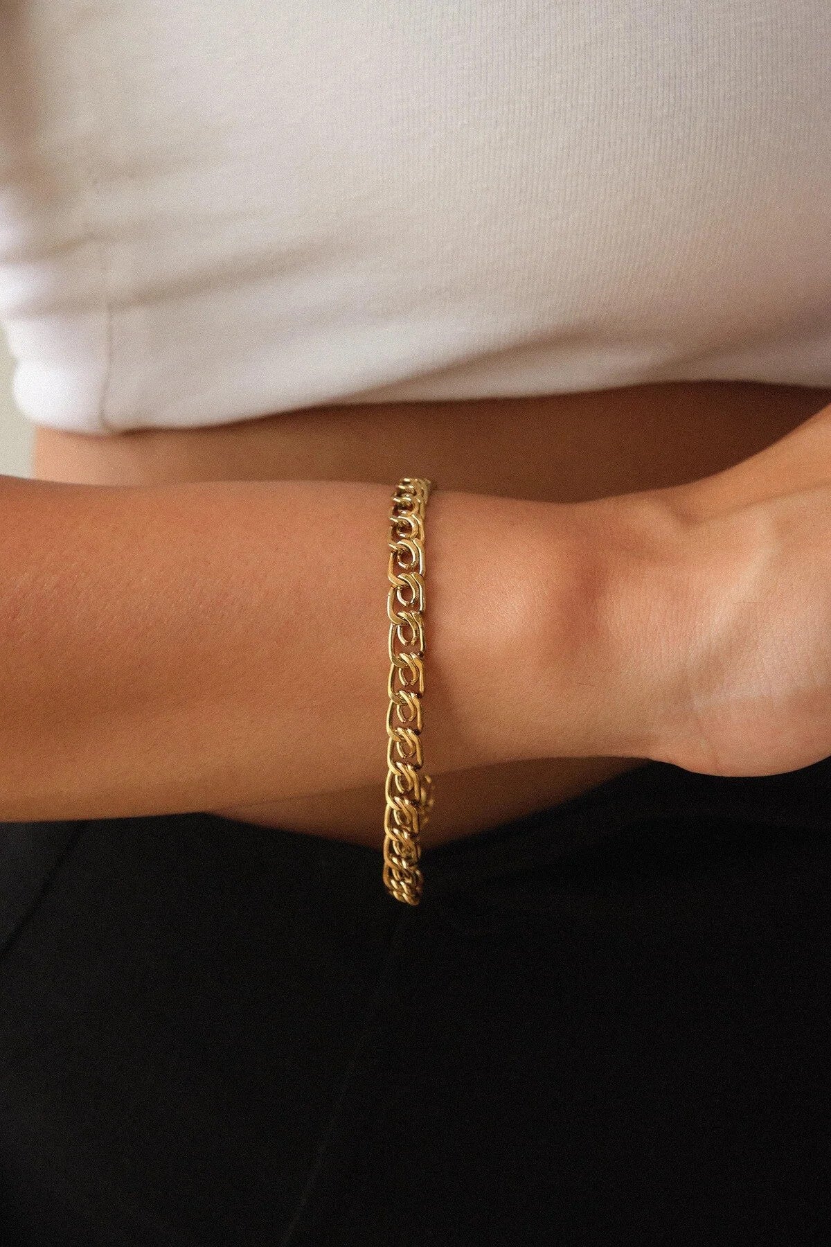 Çelik Kalın Salyangoz Zincir Bileklik Minimal Zincir Ataç Model Kararmaz 6mm 17cm+4cm&21cm