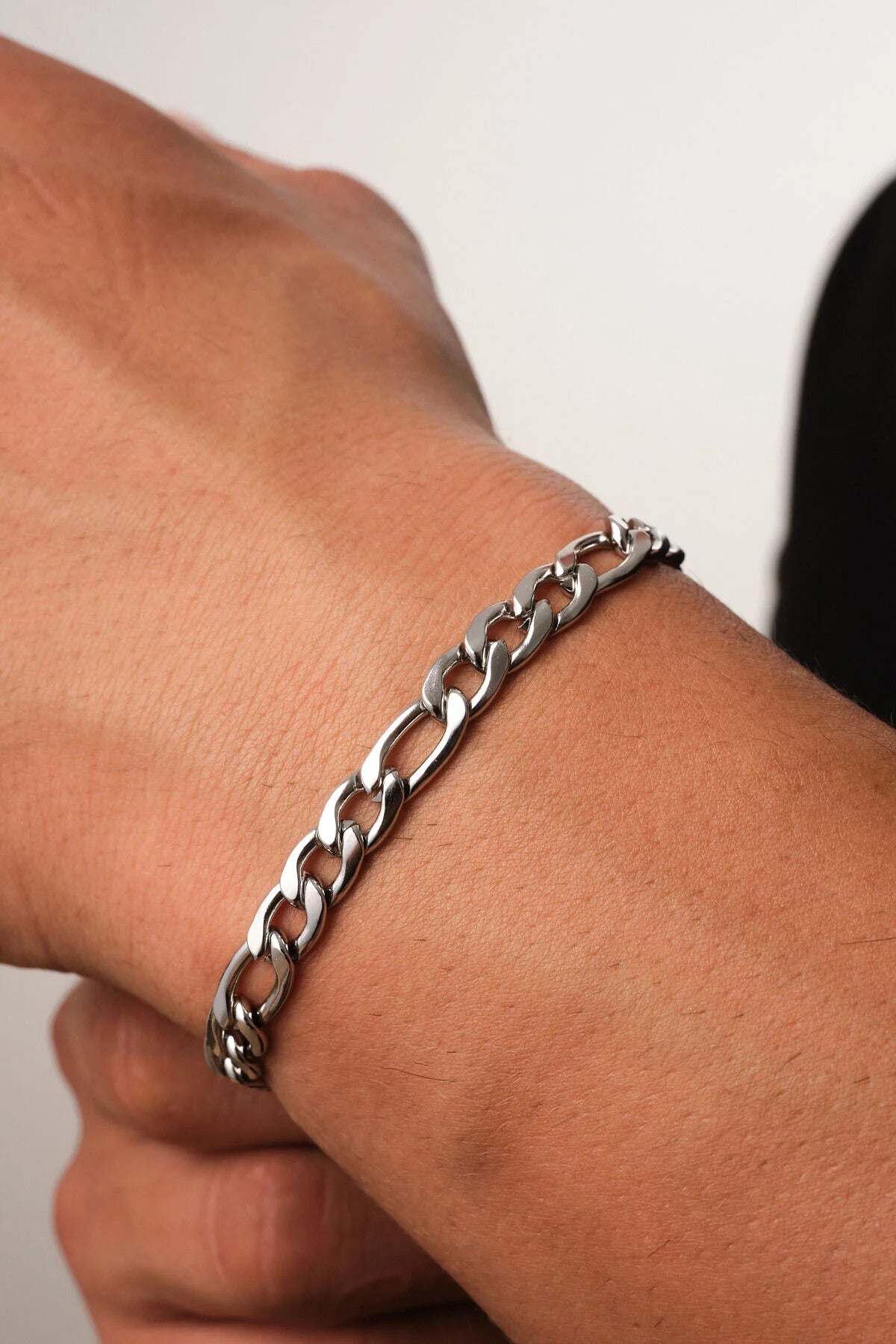 Çelik Figaro Erkek Zincir Bileklik 6mm Kararmaz 20cm