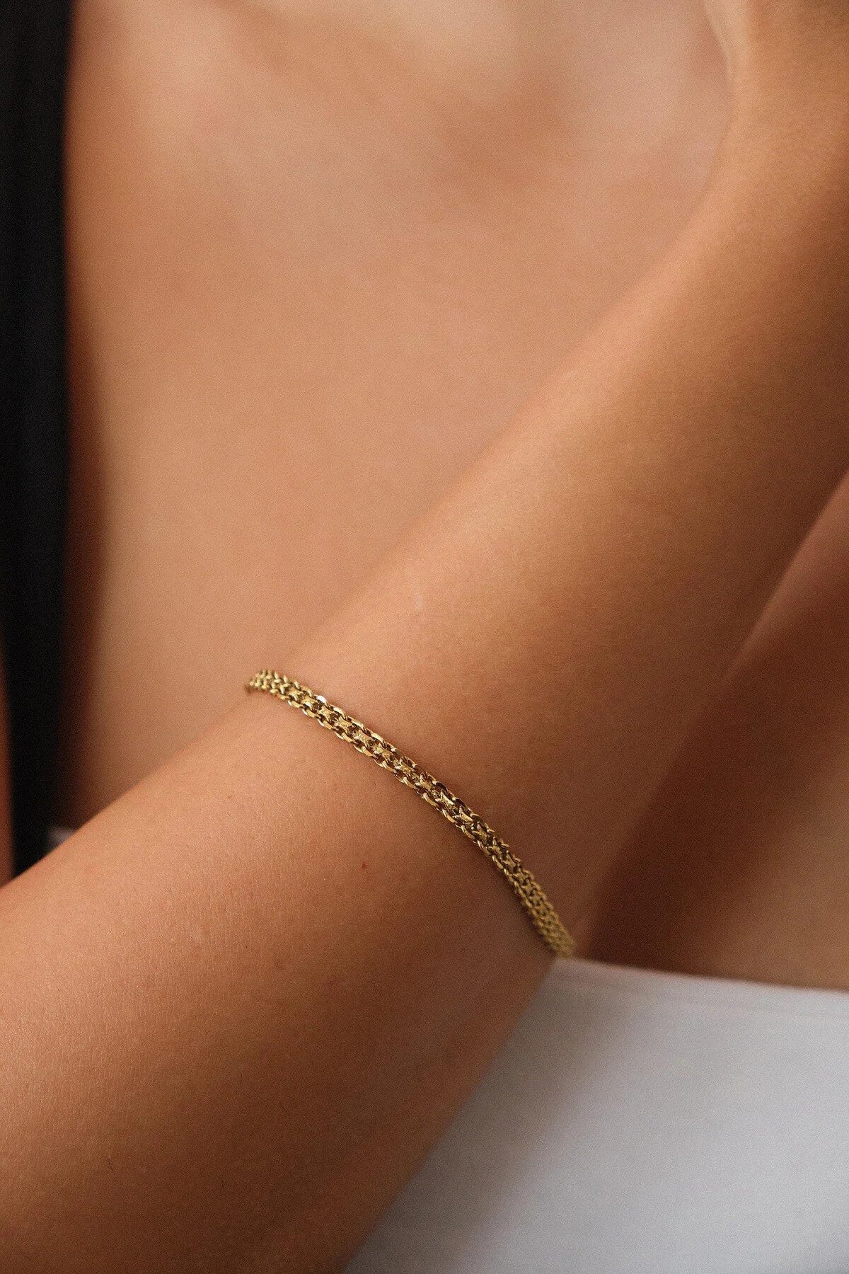 Çelik Örme Zincir Bileklik İç İçe Geçmeli Klasik Forse Zincir Bileklik 3mm Kararmaz 17cm+4cm&21cm