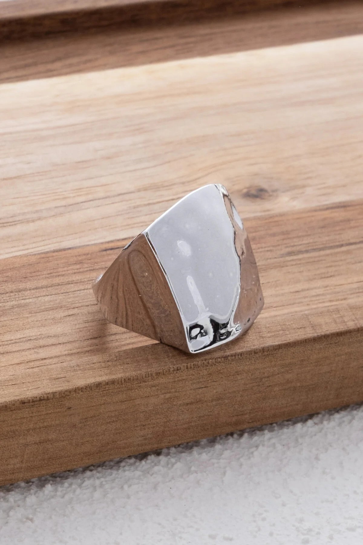 Büyük Kare Dövme Plaka Yüzük Kabartmalı Free Size Ayarlanabilir Ölçü