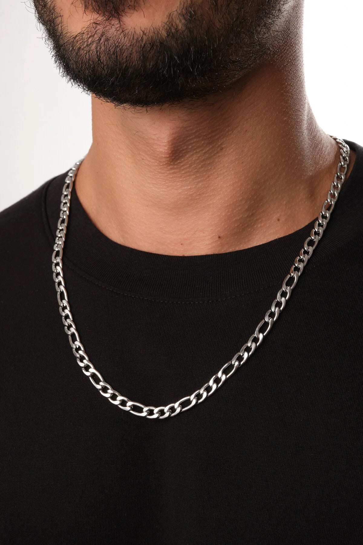 Çelik Figaro Erkek Zincir Kolye 6mm Kararmaz