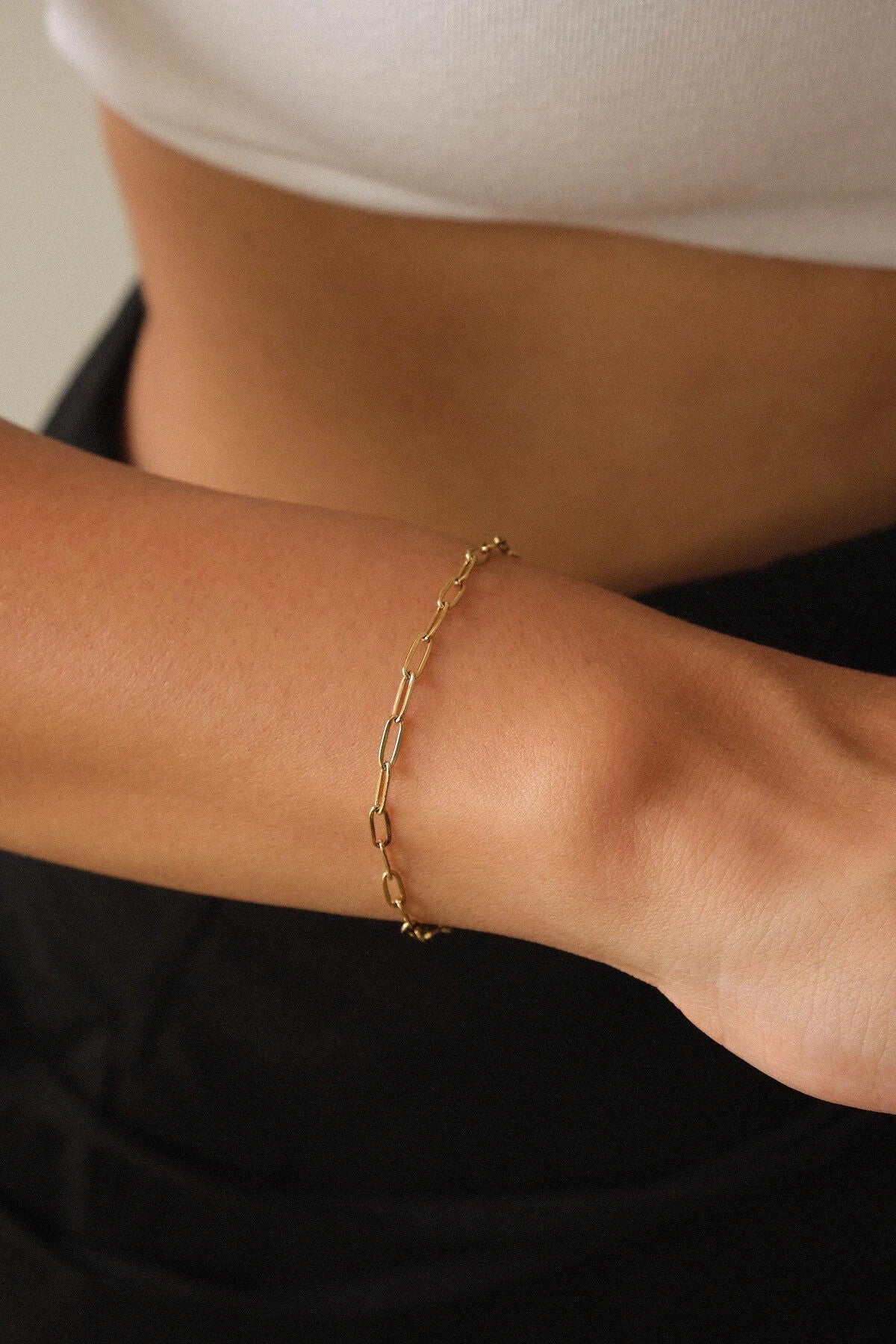 Çelik Ataç Oval Halka Zincir Bileklik Günlük Kullanıma Uygun Kararmaz Kablo Zincir 2mm 17cm+4cm&21cm