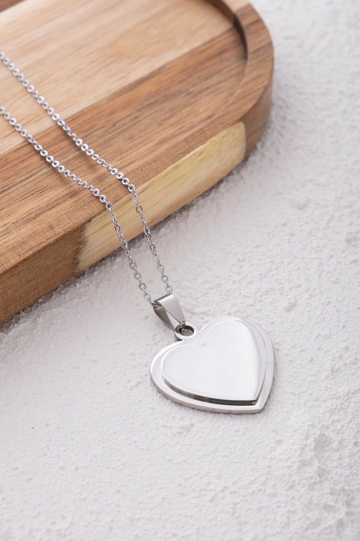 Çelik Kalp Kolye Kararmaz Sevgiliye Hediye