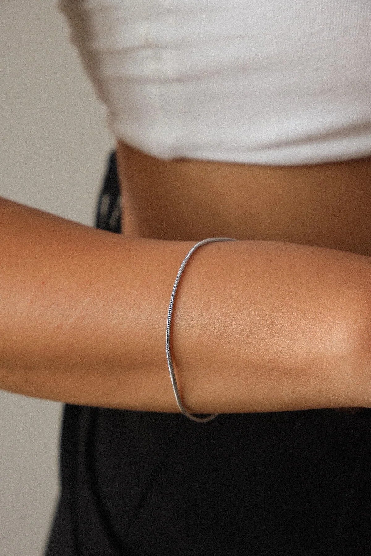 Çelik İnce Yuvarlak İtalyan Zincir Bileklik 1mm Kararmaz Günlük Kullanıma Uygun 17+6cm