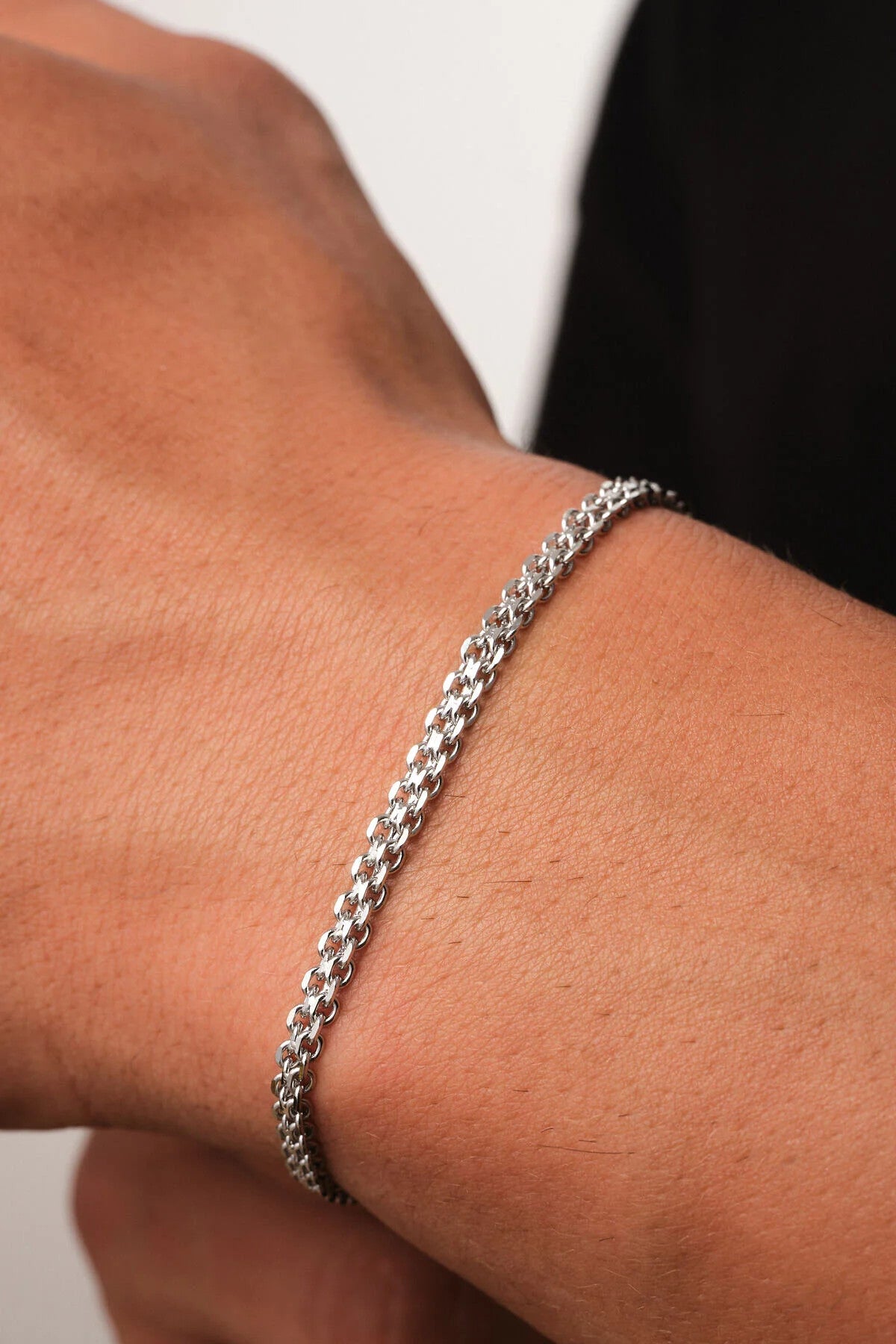 Çelik Örme Erkek Zincir Bileklik Forse Zincir Bileklik 3mm Kararmaz 20cm