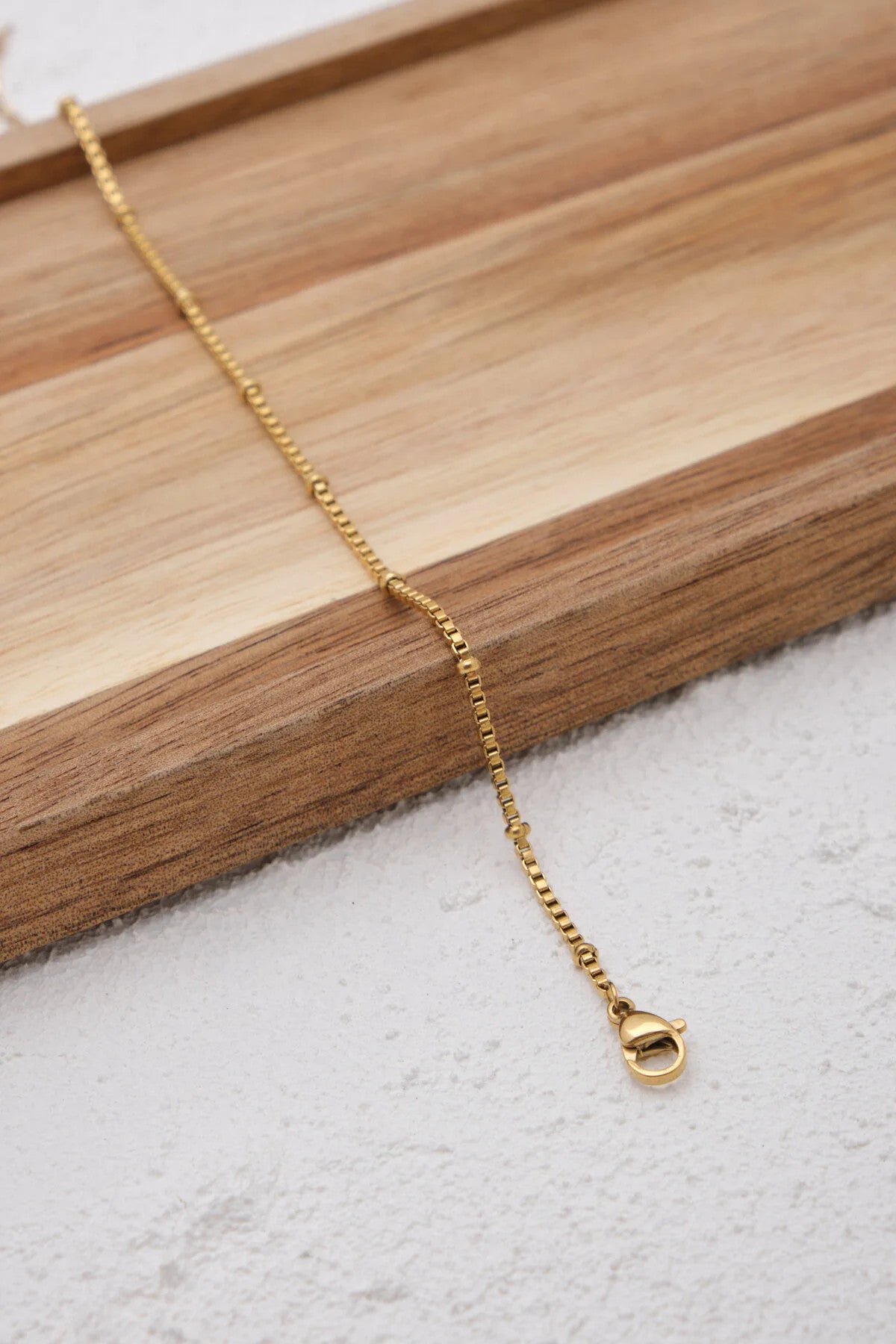 Çelik Toplu Kutu Kare Zincir Bileklik Minimal Kararmaz 17+4cm 1mm