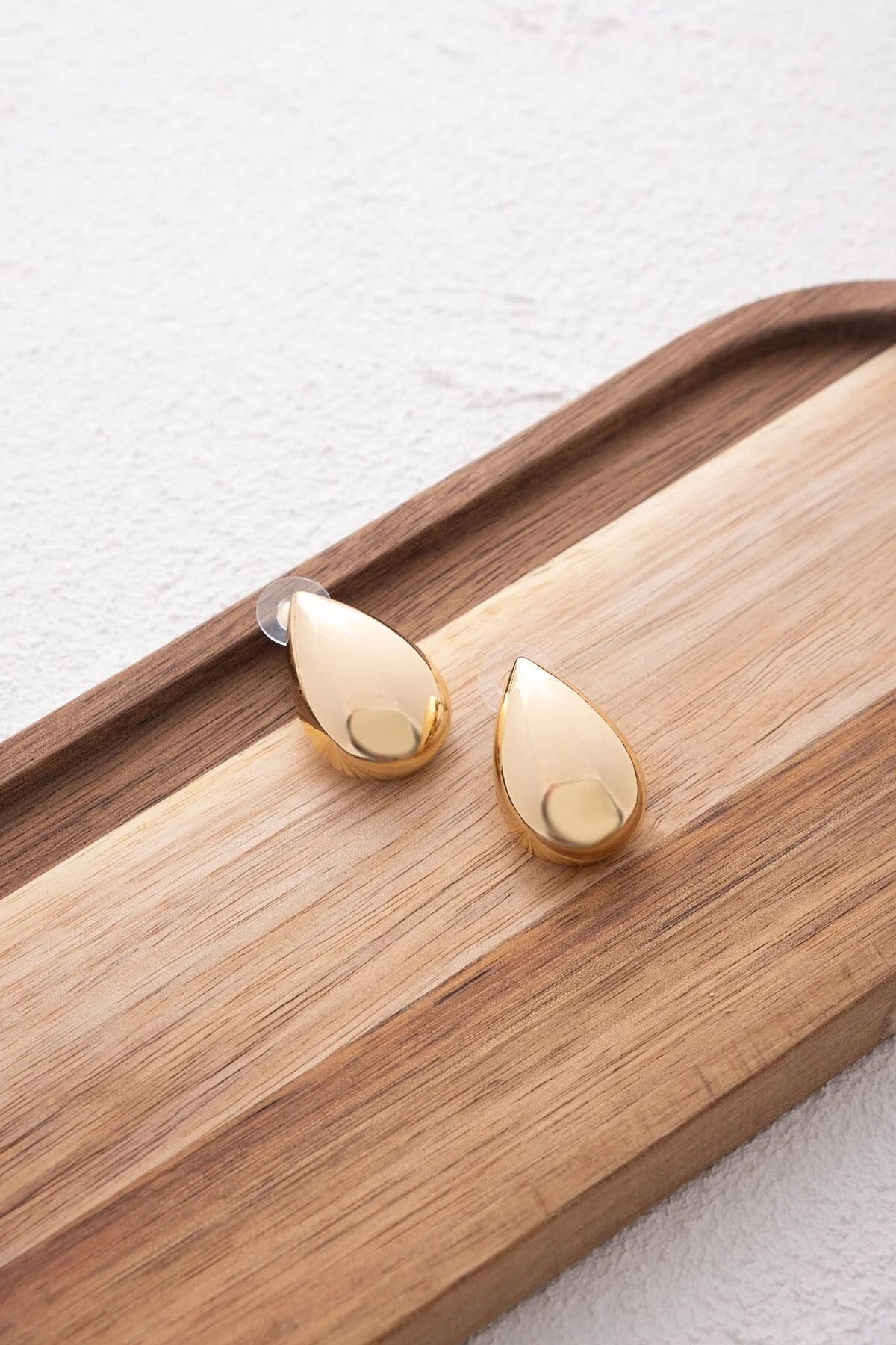 Damla Küpe Yeni Sezon Büyük Altın Renk Su Damlası Küpe 2.5cm